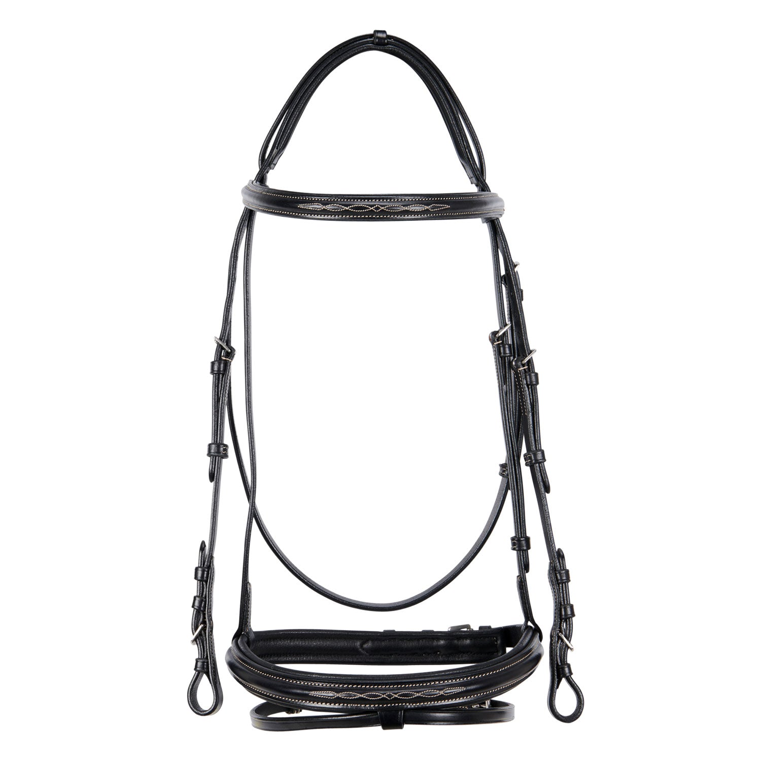 Equestro Testiera Inglese in Cuoio con Ricami New