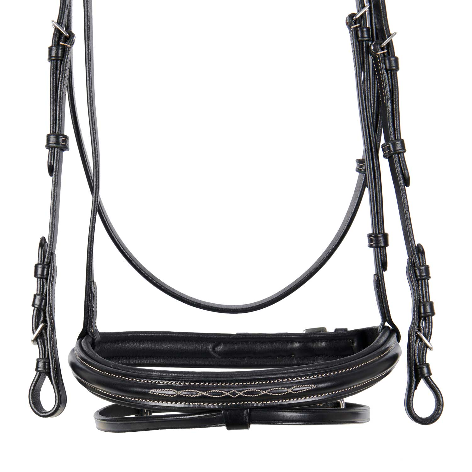 Equestro Testiera Inglese in Cuoio con Ricami New