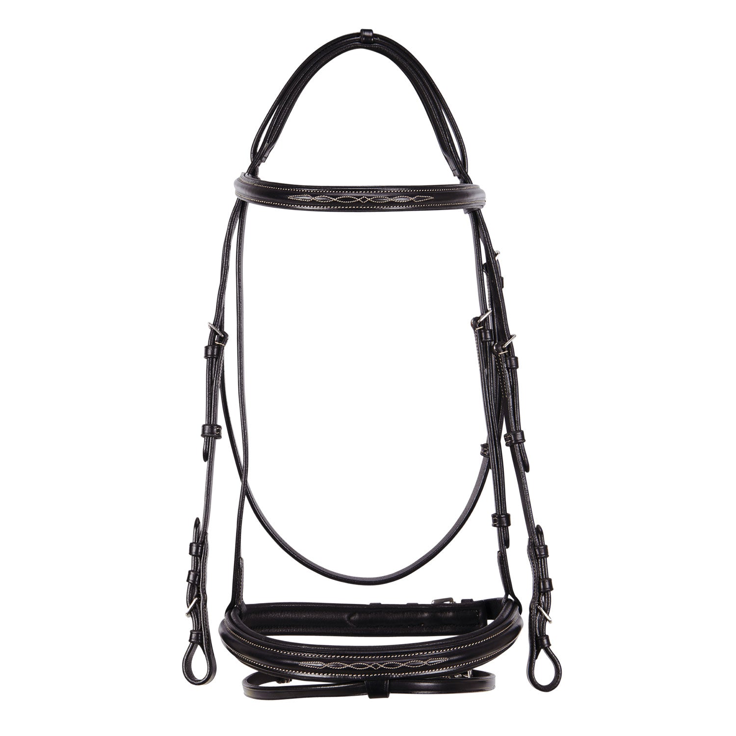 Equestro Testiera Inglese in Cuoio con Ricami New
