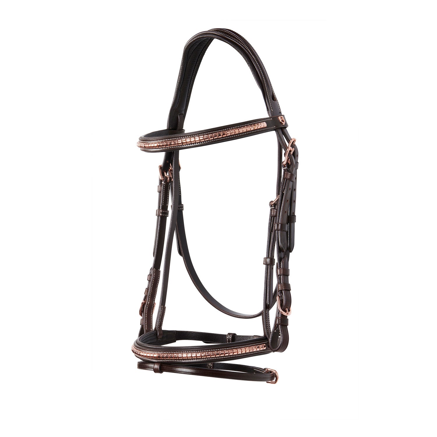 Equestro Testiera Inglese in Cuoio Clincher Colore Oro rosa