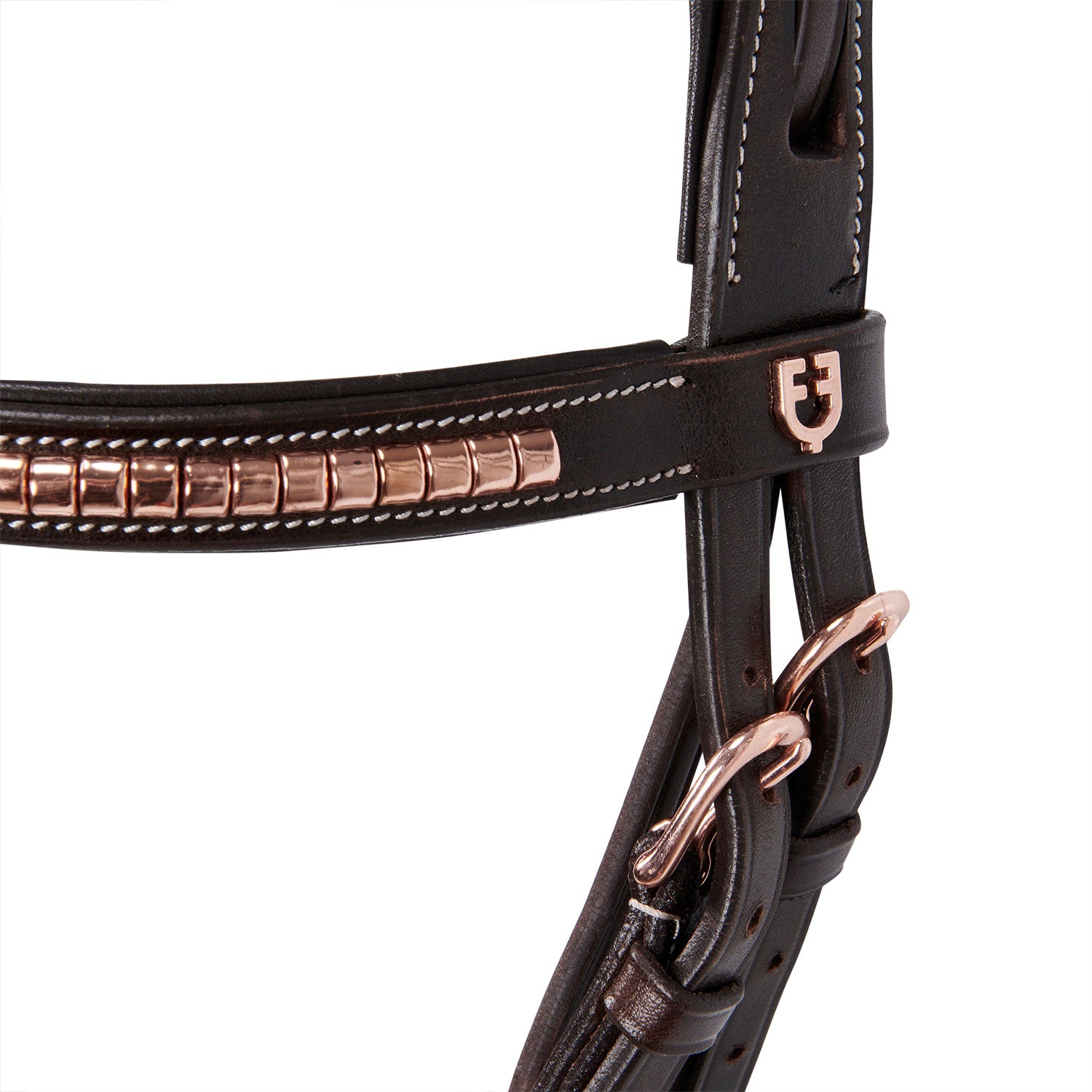 Equestro Testiera Inglese in Cuoio Clincher Colore Oro rosa