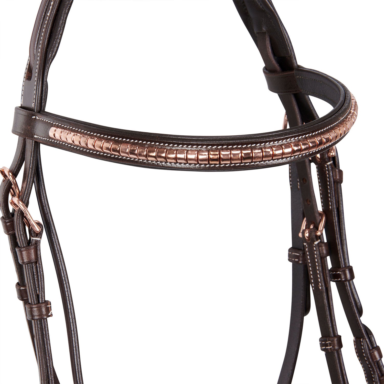 Equestro Testiera Inglese in Cuoio Clincher Colore Oro rosa