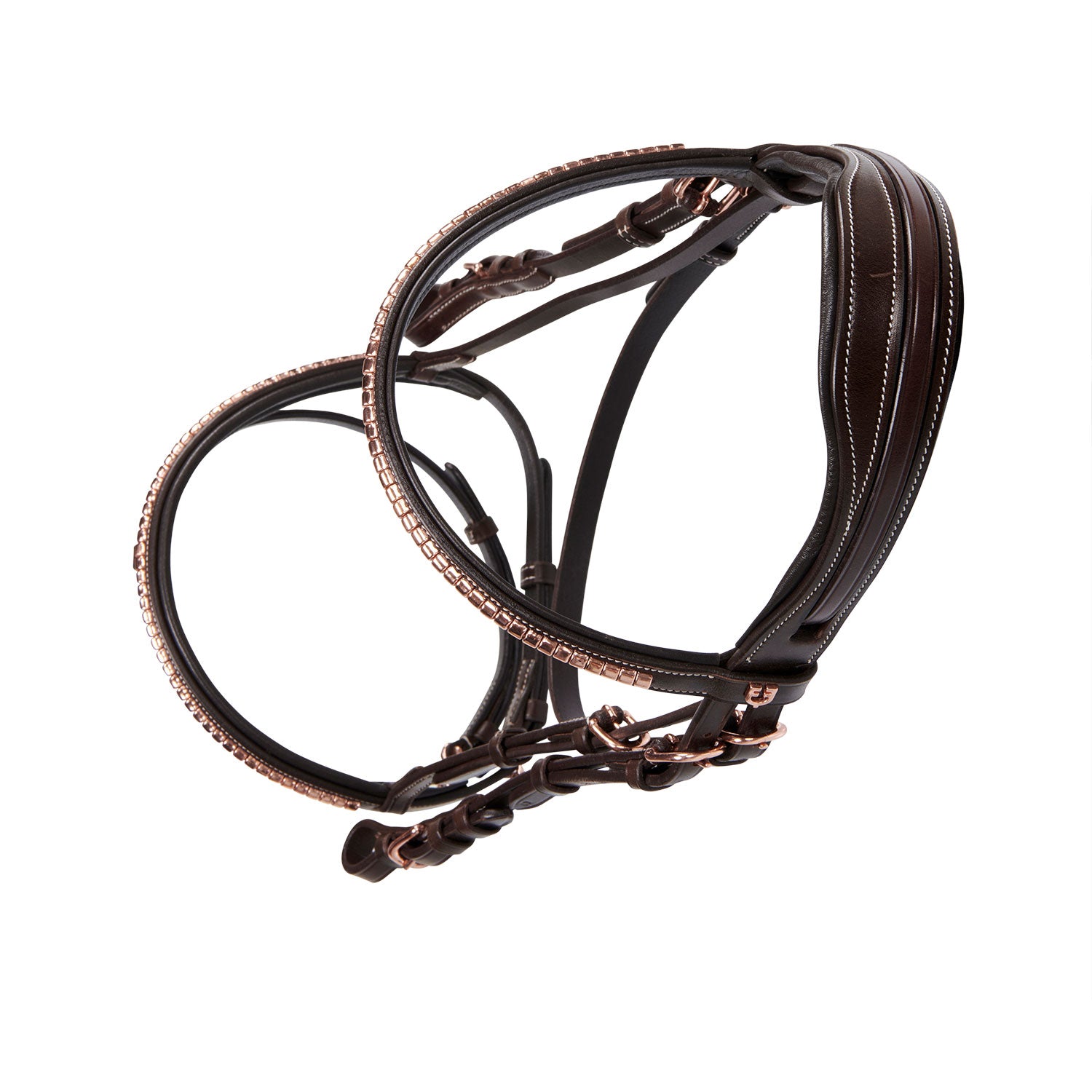 Equestro Testiera Inglese in Cuoio Clincher Colore Oro rosa