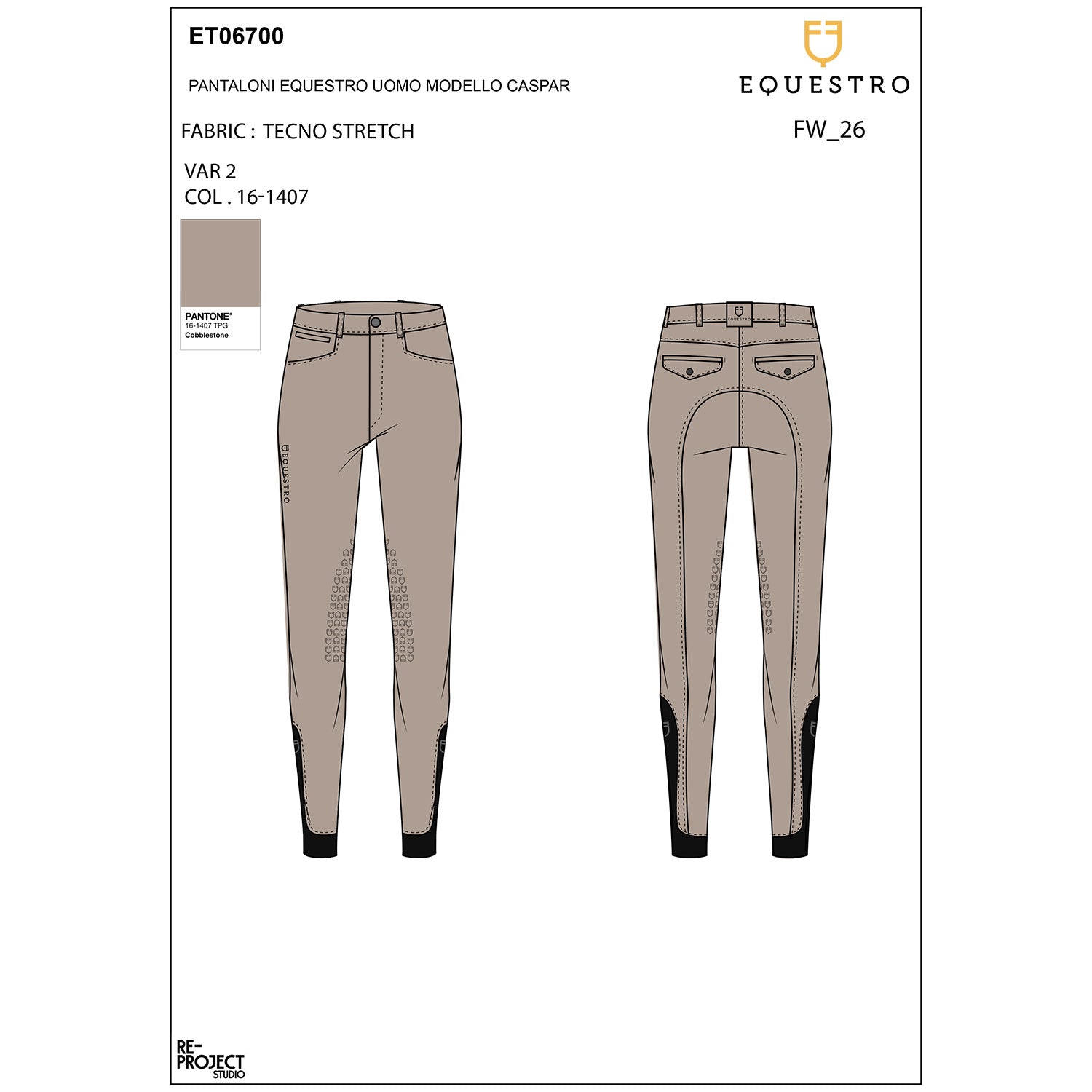 Equestro Pantaloni Uomo Slim Fit Grip con Logo