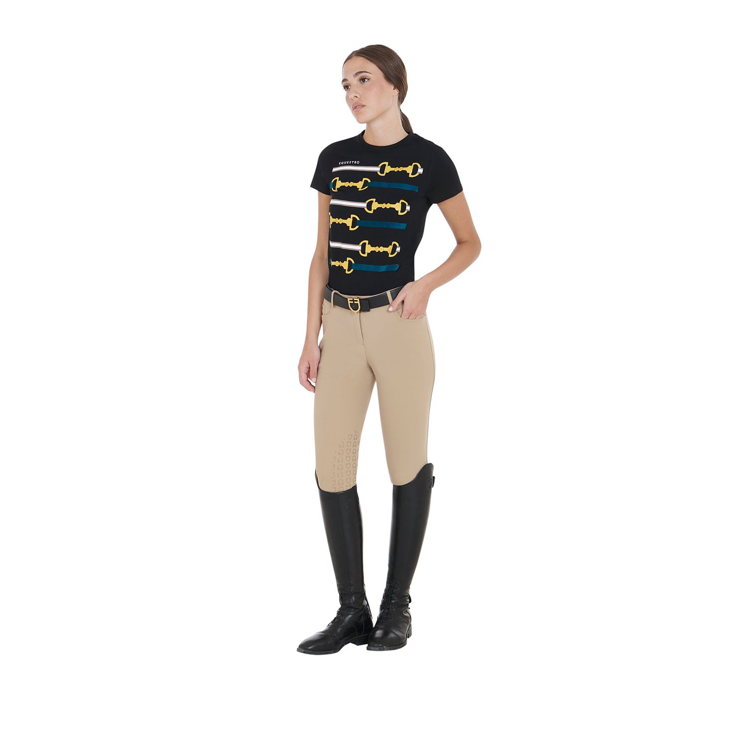 Equestro Pantaloni Donna Slim Fit Grip con Logo