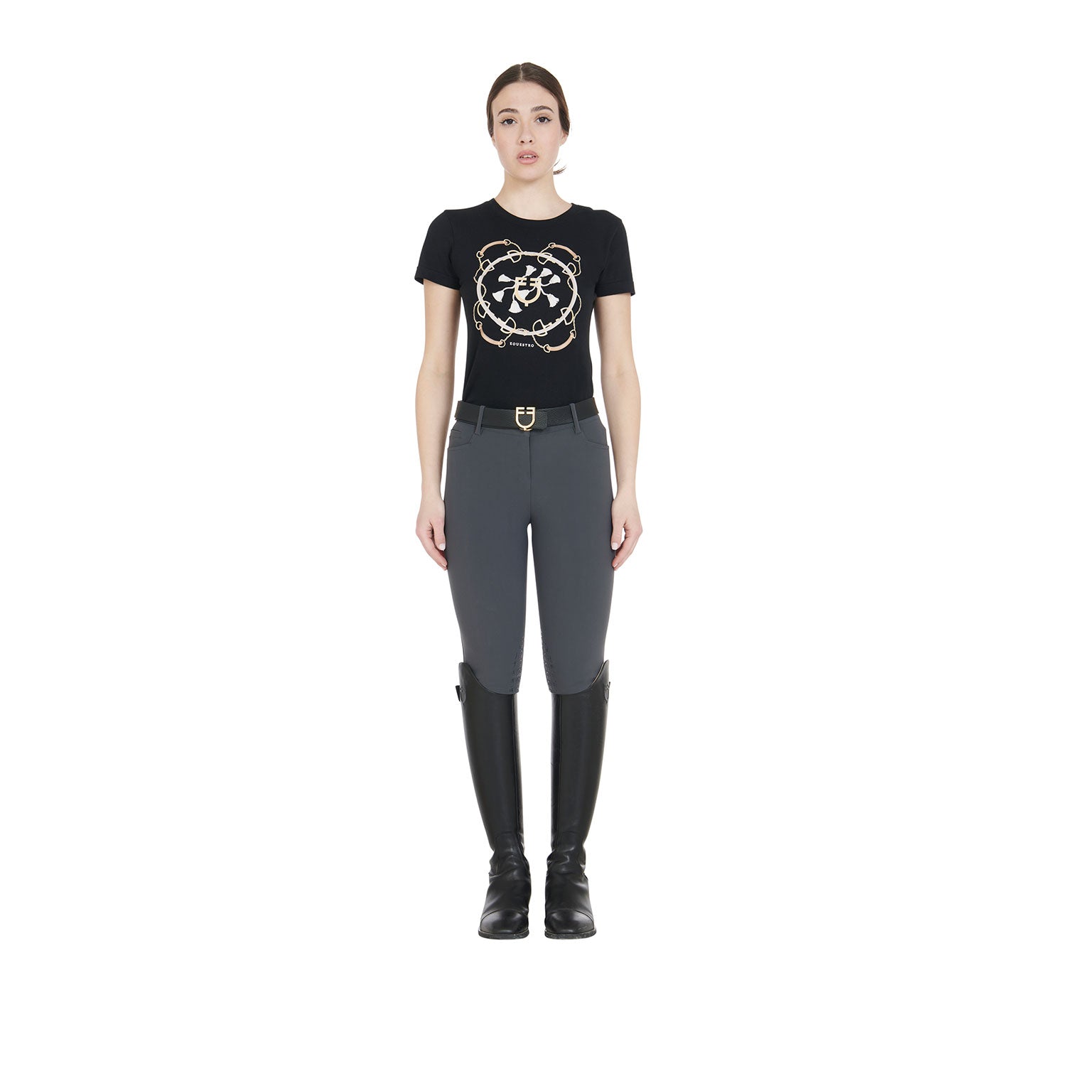 Equestro Pantaloni Donna Slim Fit Grip con Logo