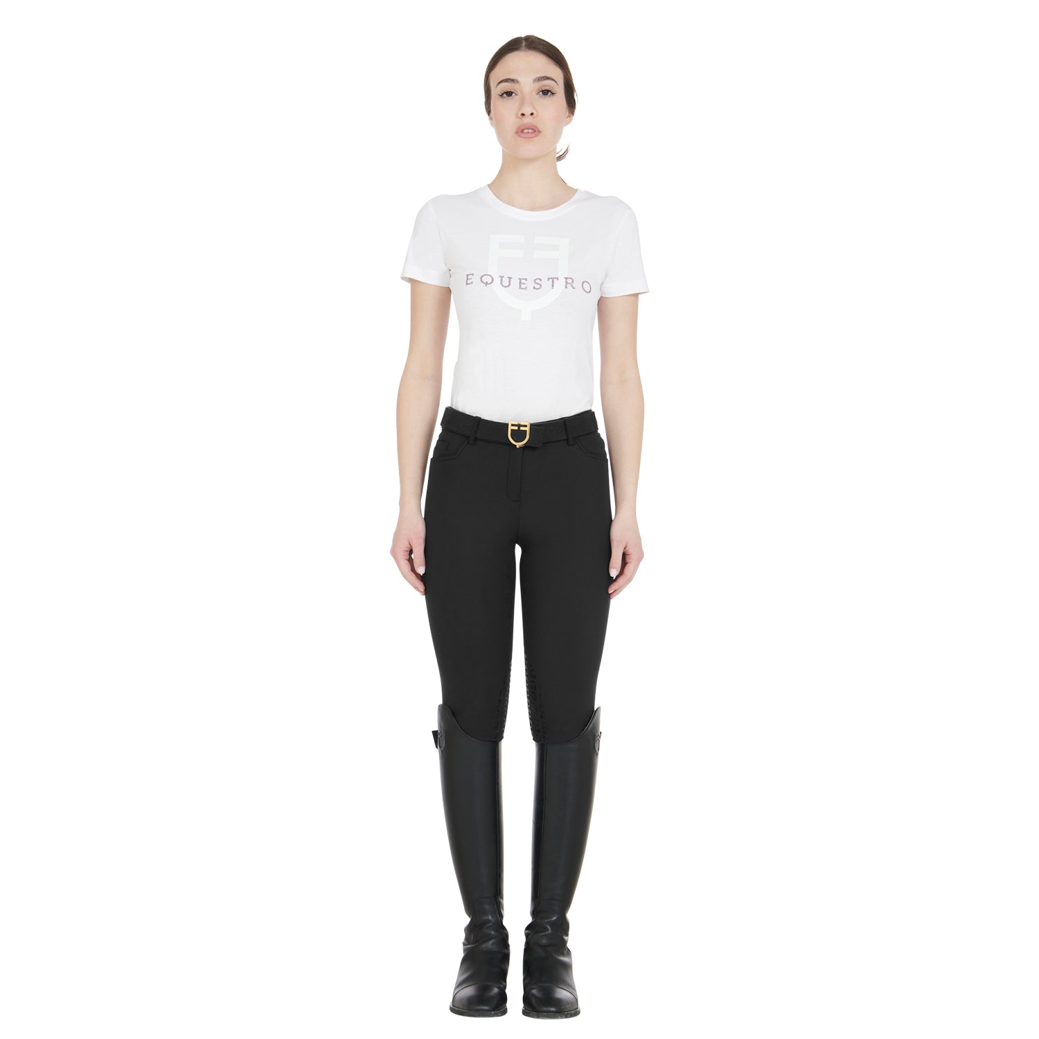 Equestro Pantaloni Donna Slim Fit Grip con Logo