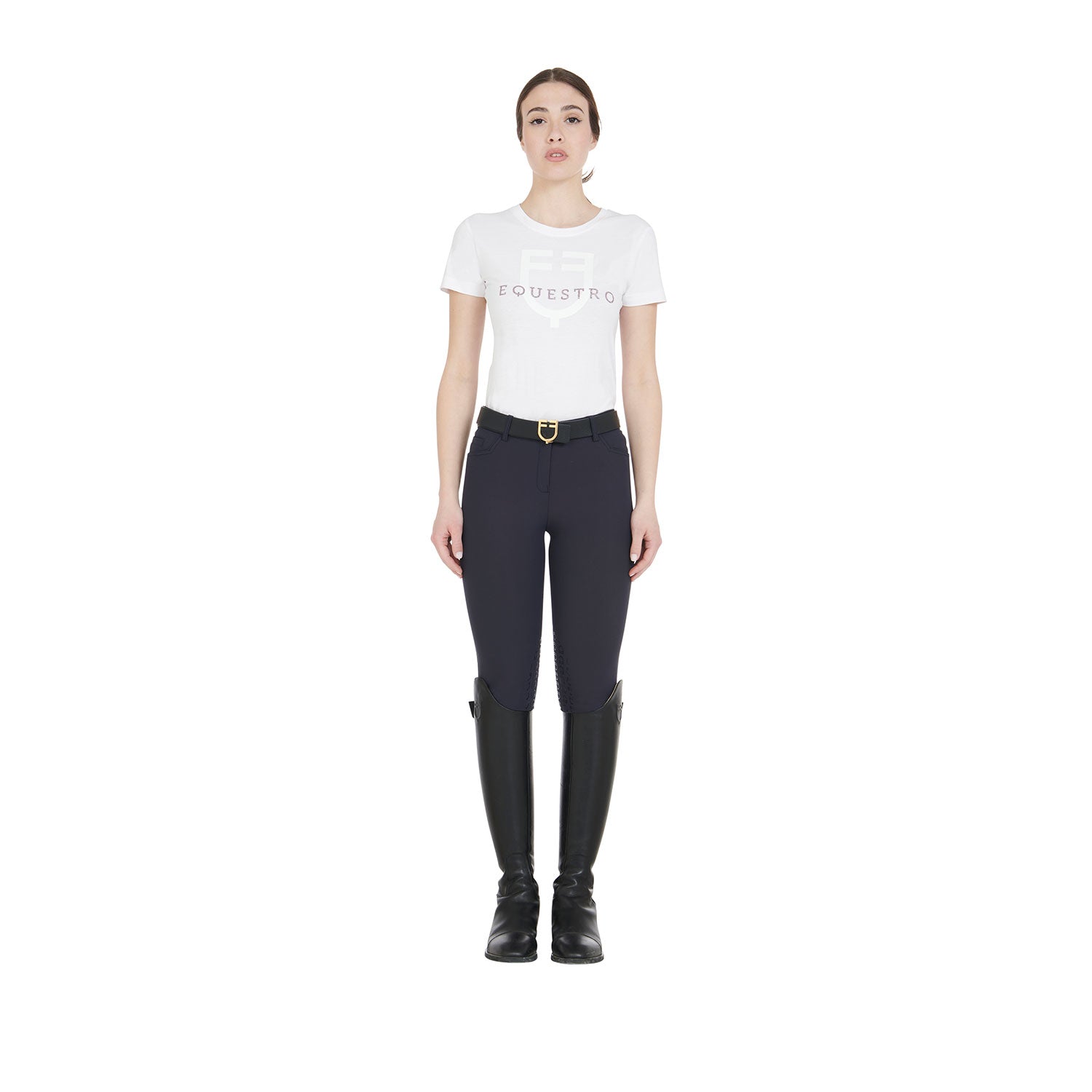 Equestro Pantaloni Donna Slim Fit Grip con Logo