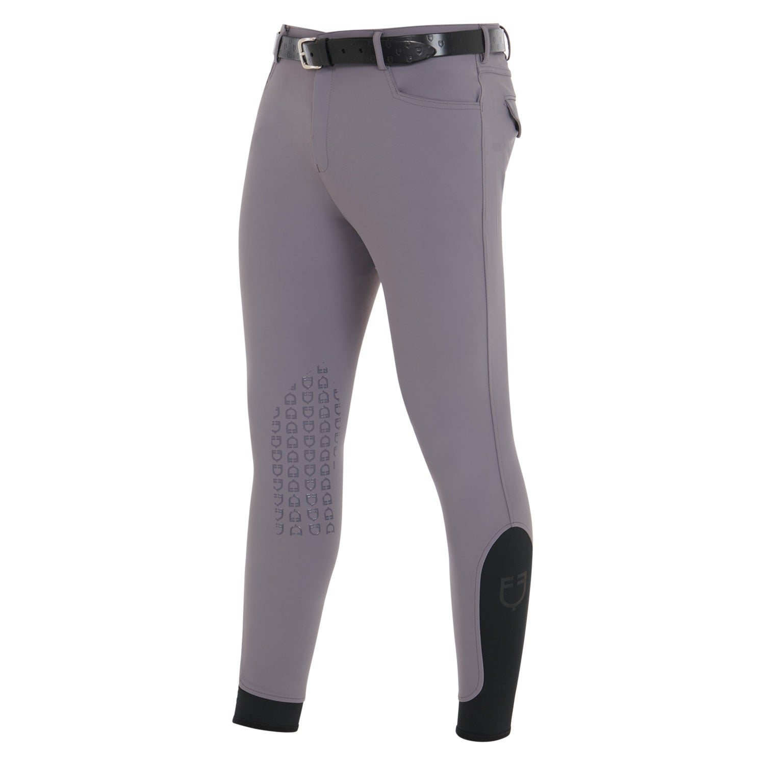 Pantaloni Uomo equitazione estivi slim in tessuto tecnico e grip al ginocchio