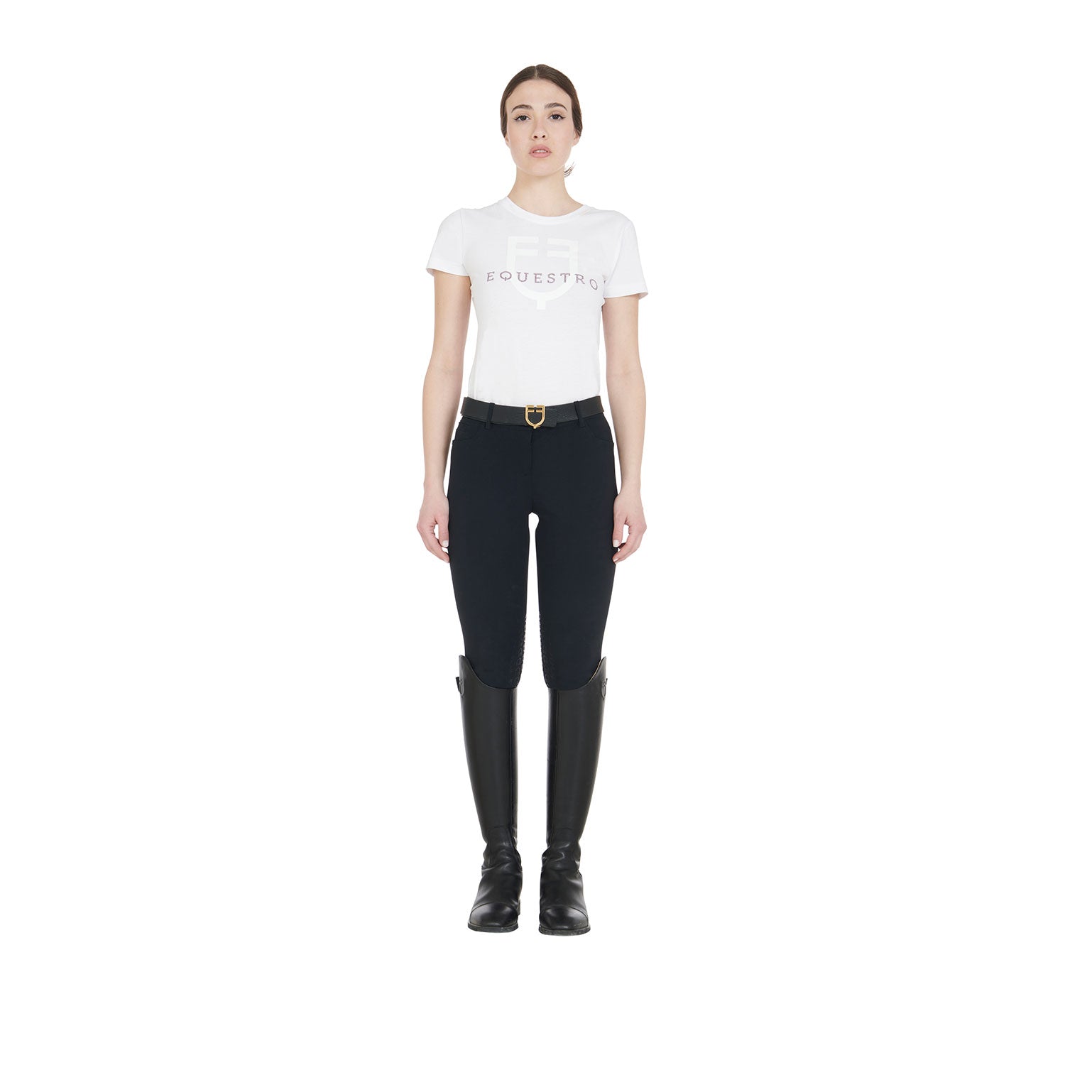Equestro Pantaloni Donna Estivi Slim Fit in Tessuto Tecnico Bielastico