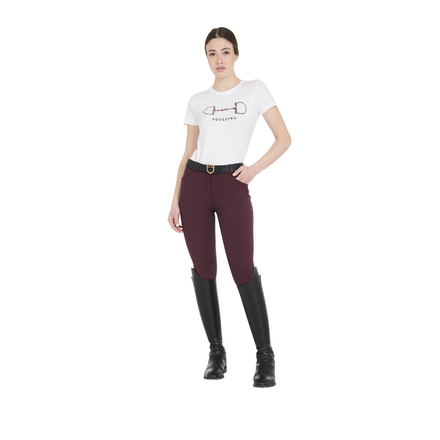 Equestro Pantaloni Donna Estivi Slim Fit in Tessuto Tecnico Bielastico