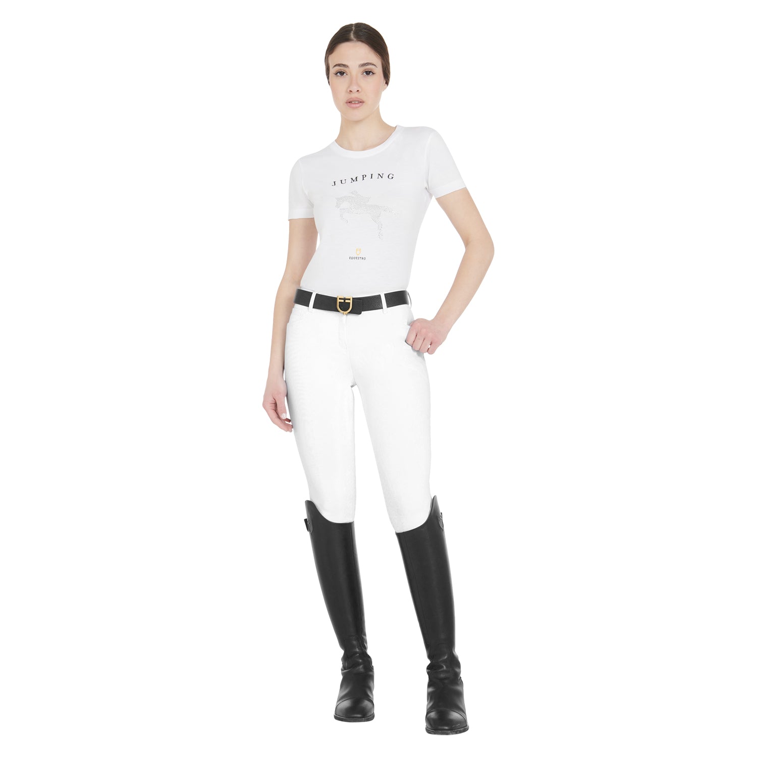 Equestro Pantaloni Donna Estivi Slim Fit in Tessuto Tecnico Bielastico