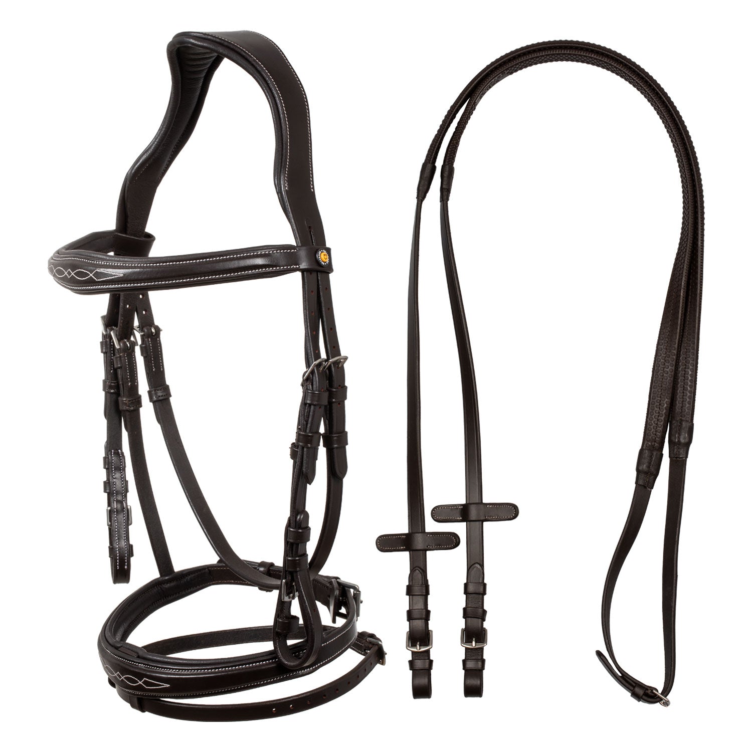 Equestro Testiera in Morbida Pelle Cucita