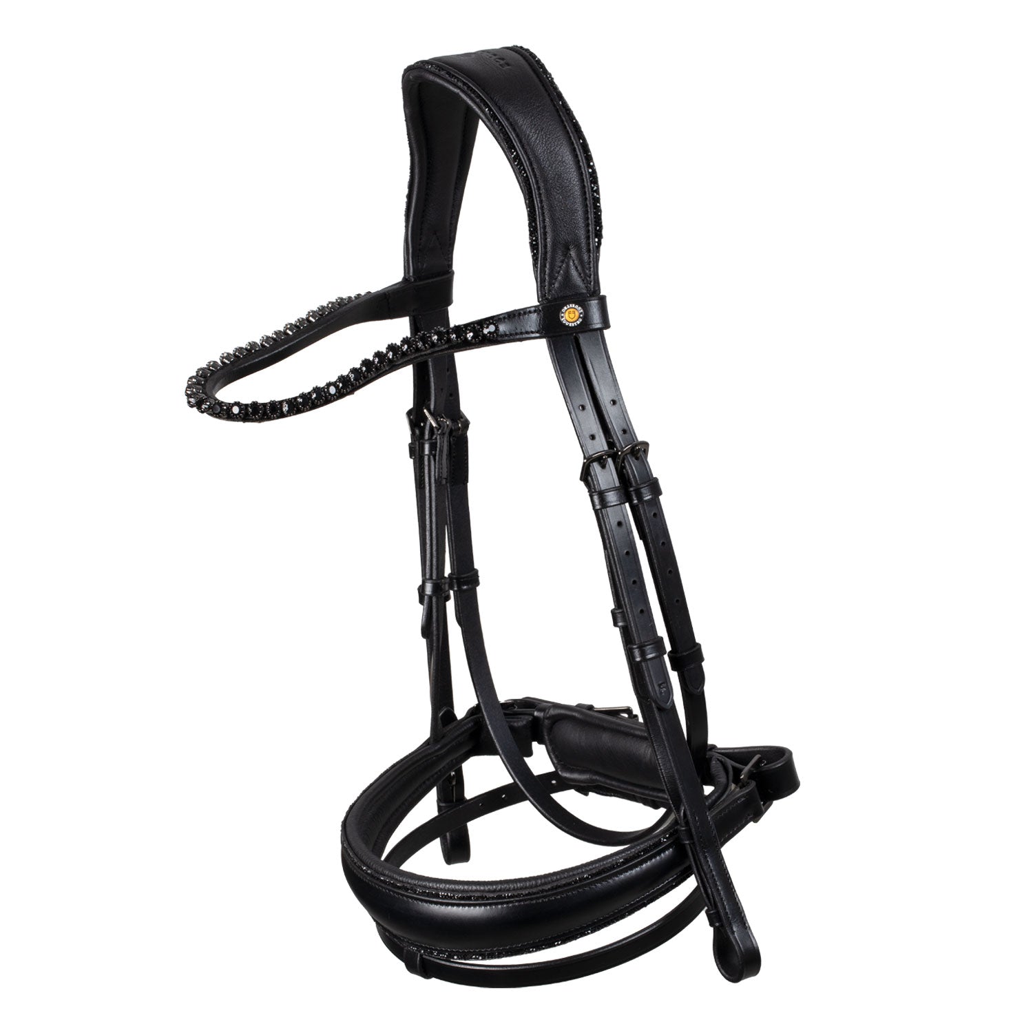Equestro Testiera Dressage Anatomica in Pelle con Strass