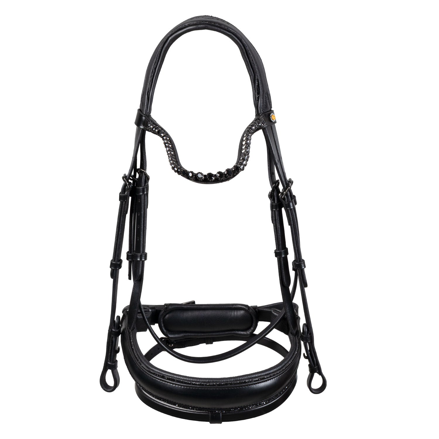 Equestro Testiera Dressage Anatomica in Pelle con Strass