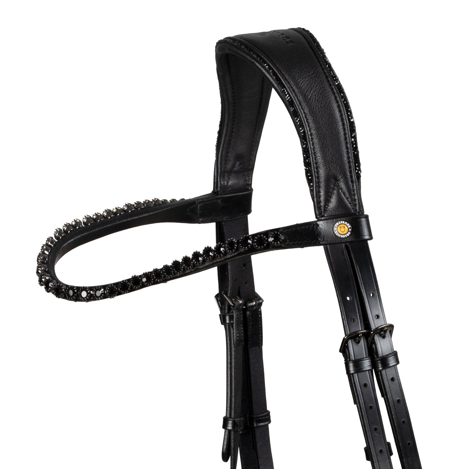 Equestro Testiera Dressage Anatomica in Pelle con Strass