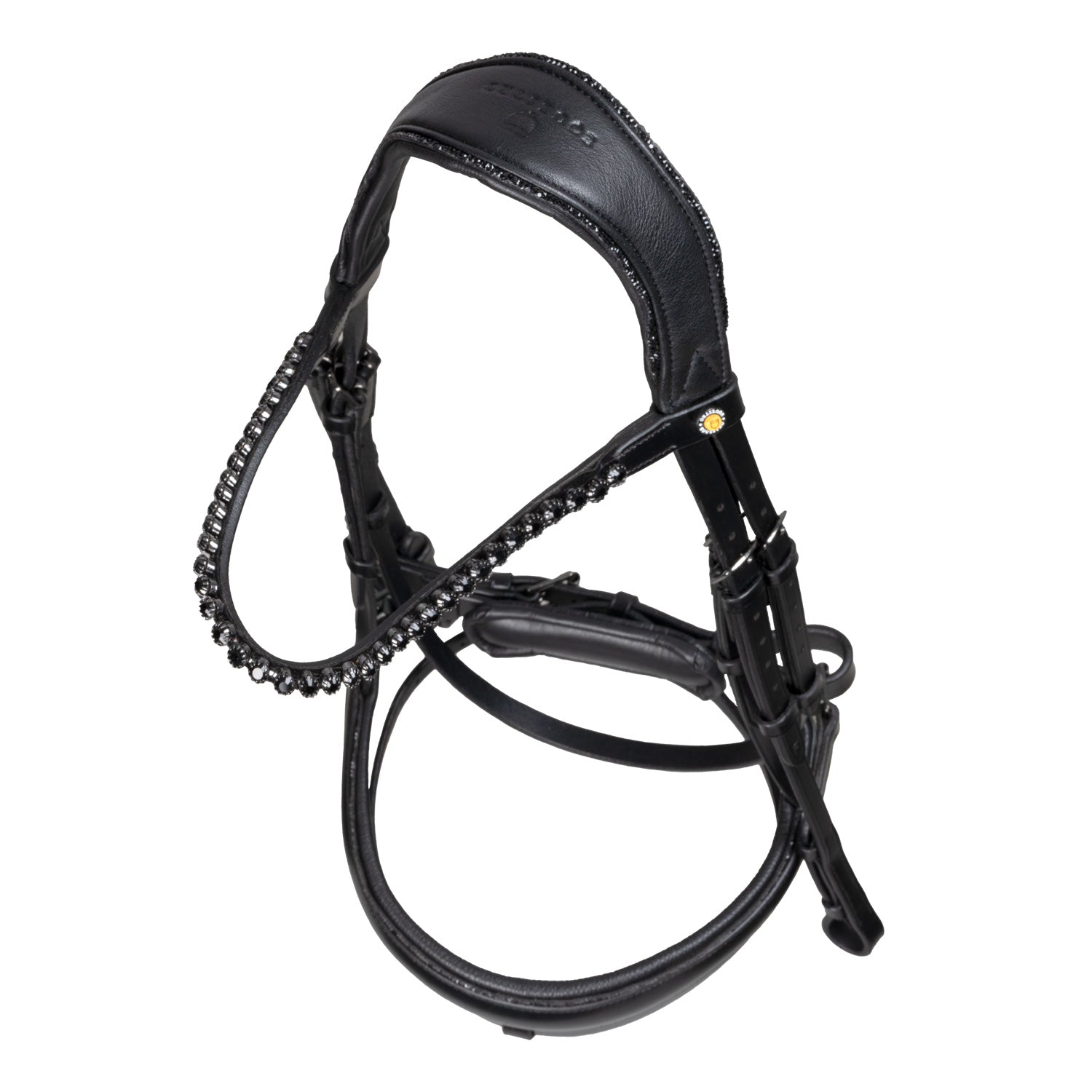 Equestro Testiera Dressage Anatomica in Pelle con Strass