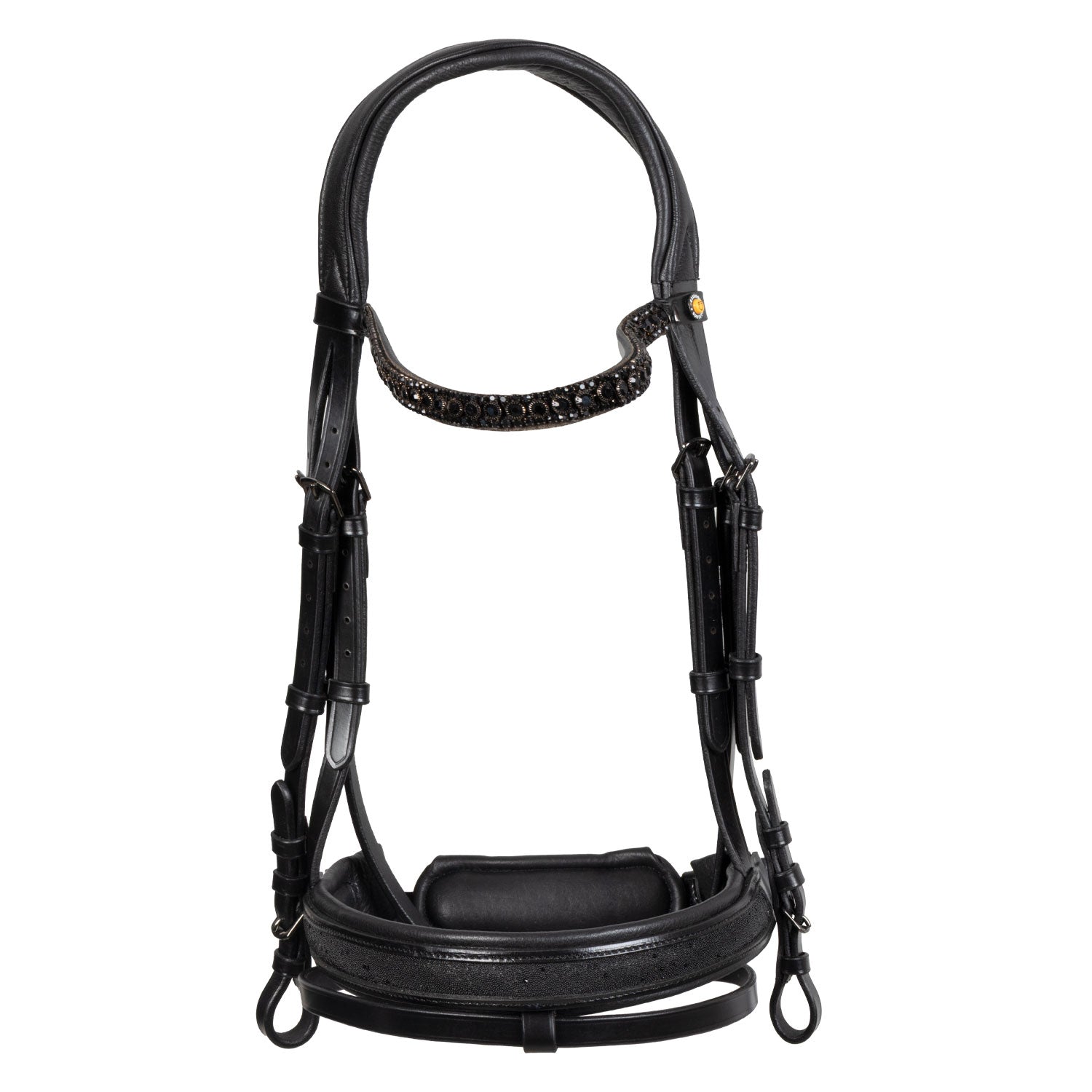 Equestro Testiera Inglese in Cuoio con Nasaina Brillantinata