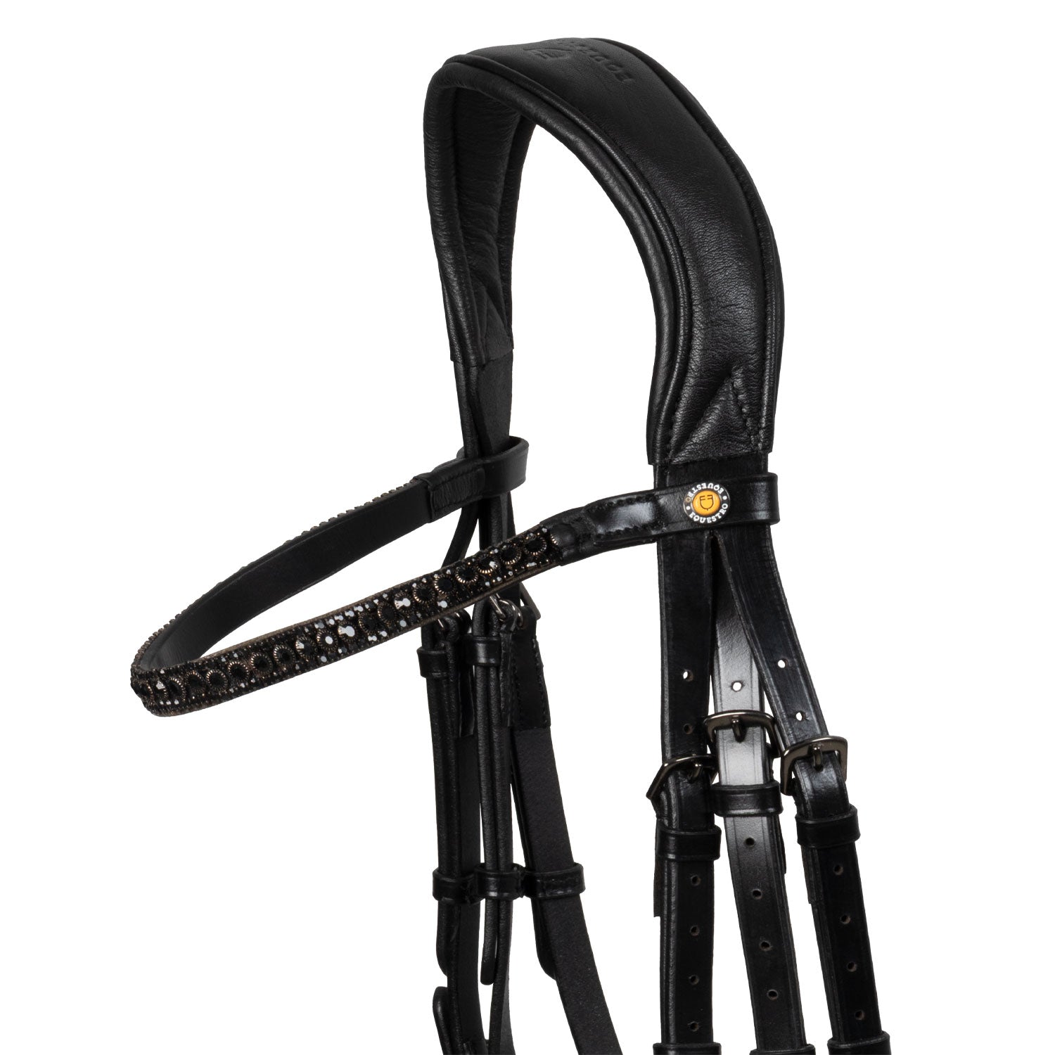 Equestro Testiera Inglese in Cuoio con Nasaina Brillantinata