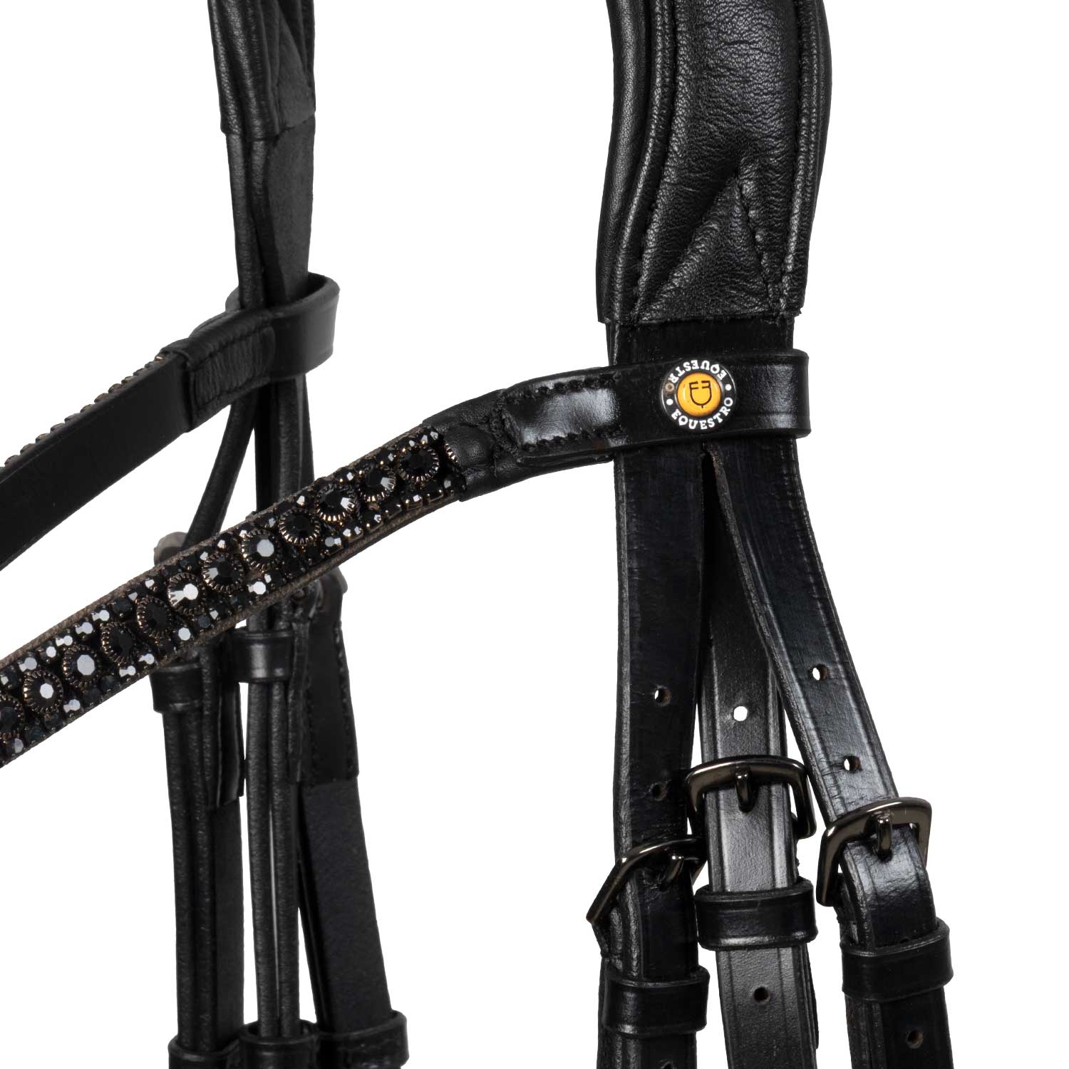 Equestro Testiera Inglese in Cuoio con Nasaina Brillantinata