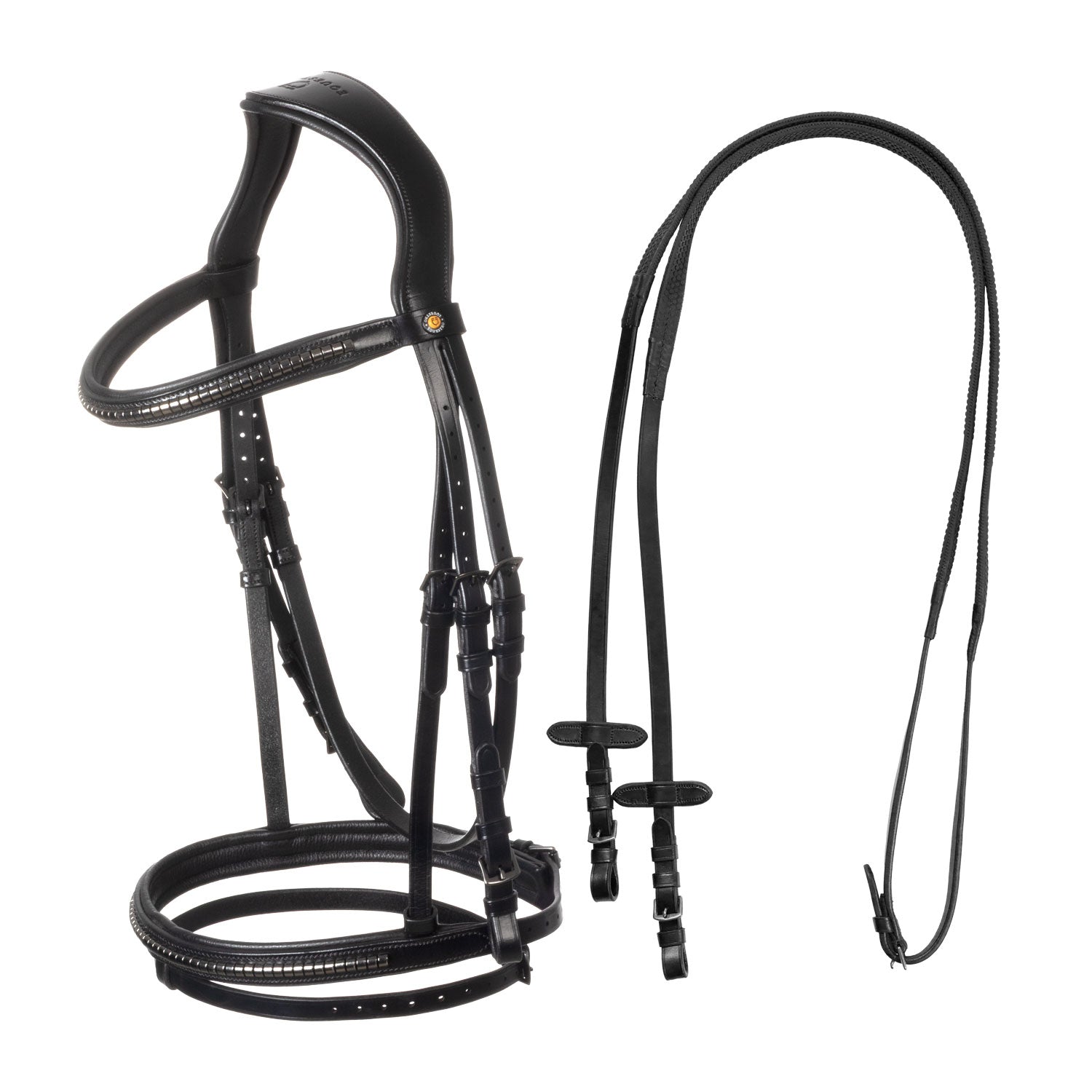 Equestro Testiera in Pelle con Clincher nero