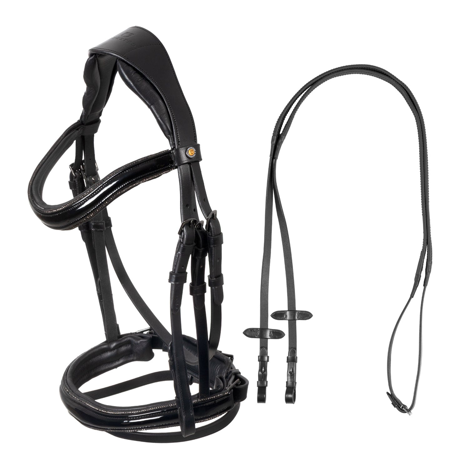 Equestro Testiera Inglese in Cuoio Lucido con Brillantini