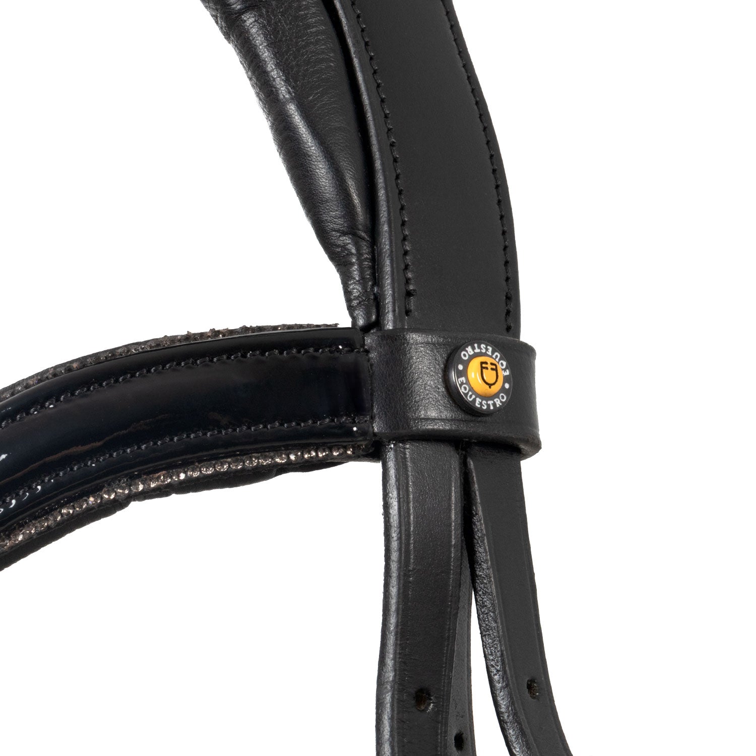 Equestro Testiera Inglese in Cuoio Lucido con Brillantini