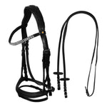 Equestro Testiera Nera Anatomica in Pelle con Strass