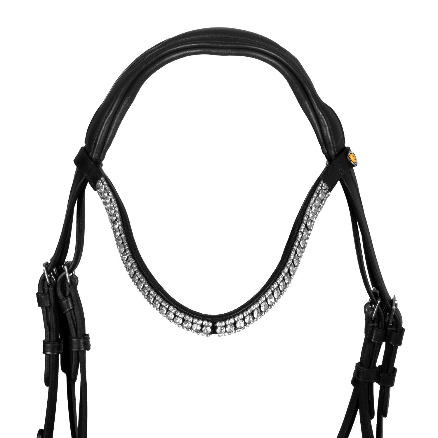 Equestro Testiera Nera Anatomica in Pelle con Strass