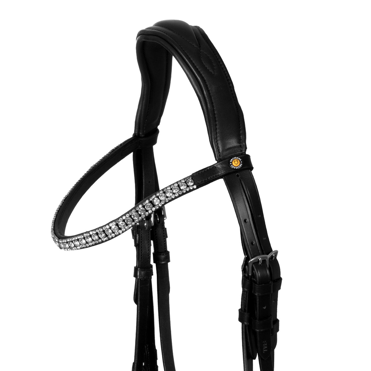 Equestro Testiera Nera Anatomica in Pelle con Strass