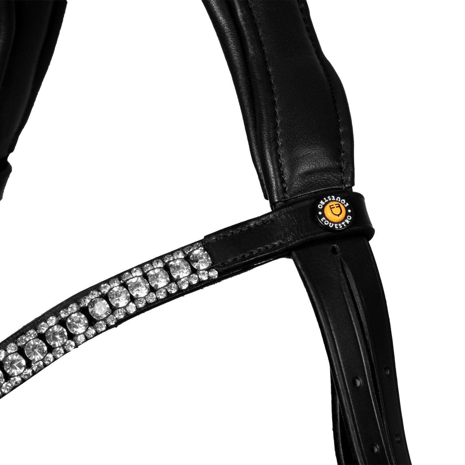 Equestro Testiera Nera Anatomica in Pelle con Strass