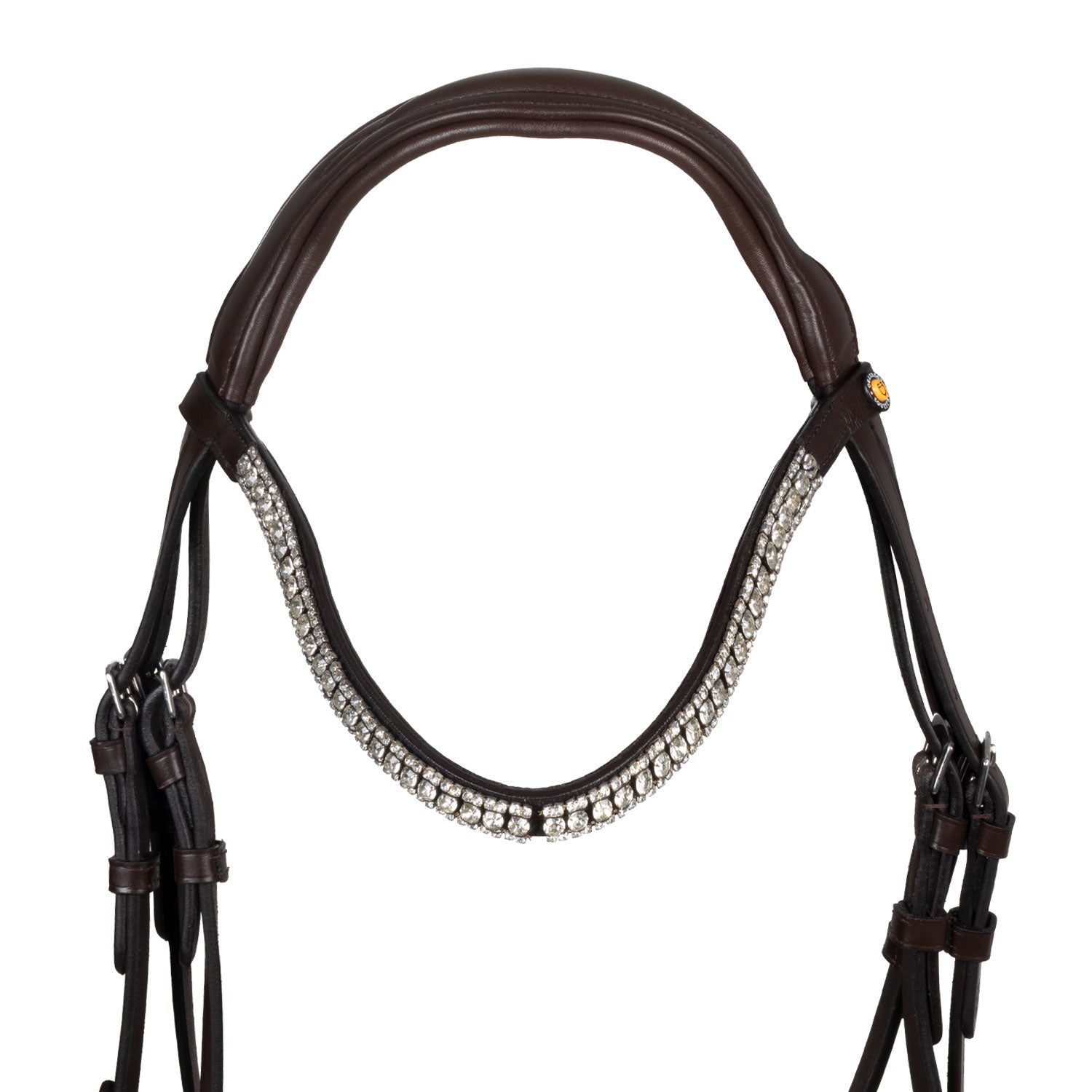 Equestro Testiera Nera Anatomica in Pelle con Strass