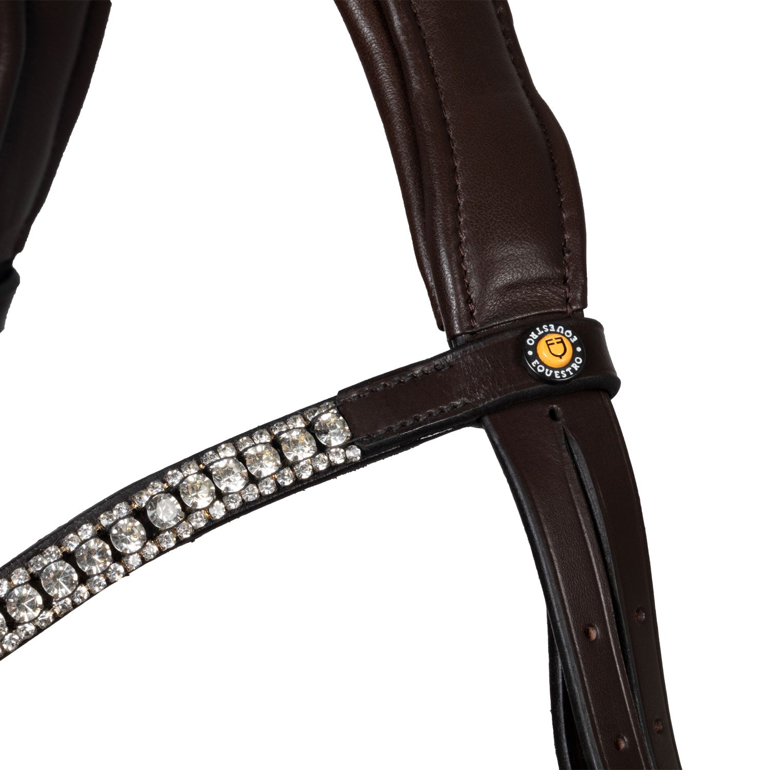 Equestro Testiera Nera Anatomica in Pelle con Strass