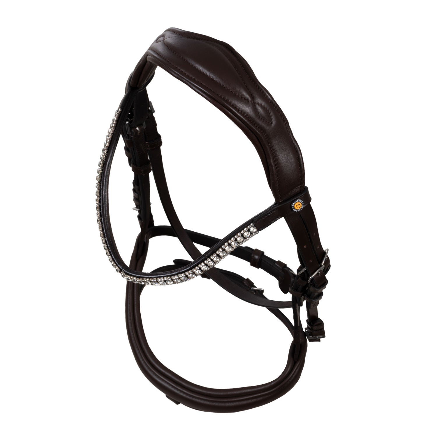 Equestro Testiera Nera Anatomica in Pelle con Strass