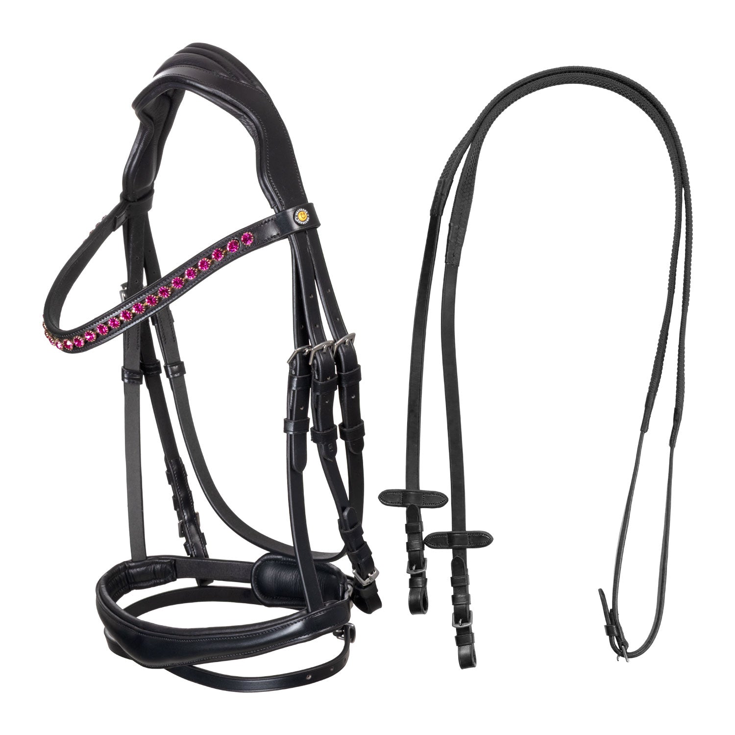 Equestro Testiera Anatomica con Strass Fucsia