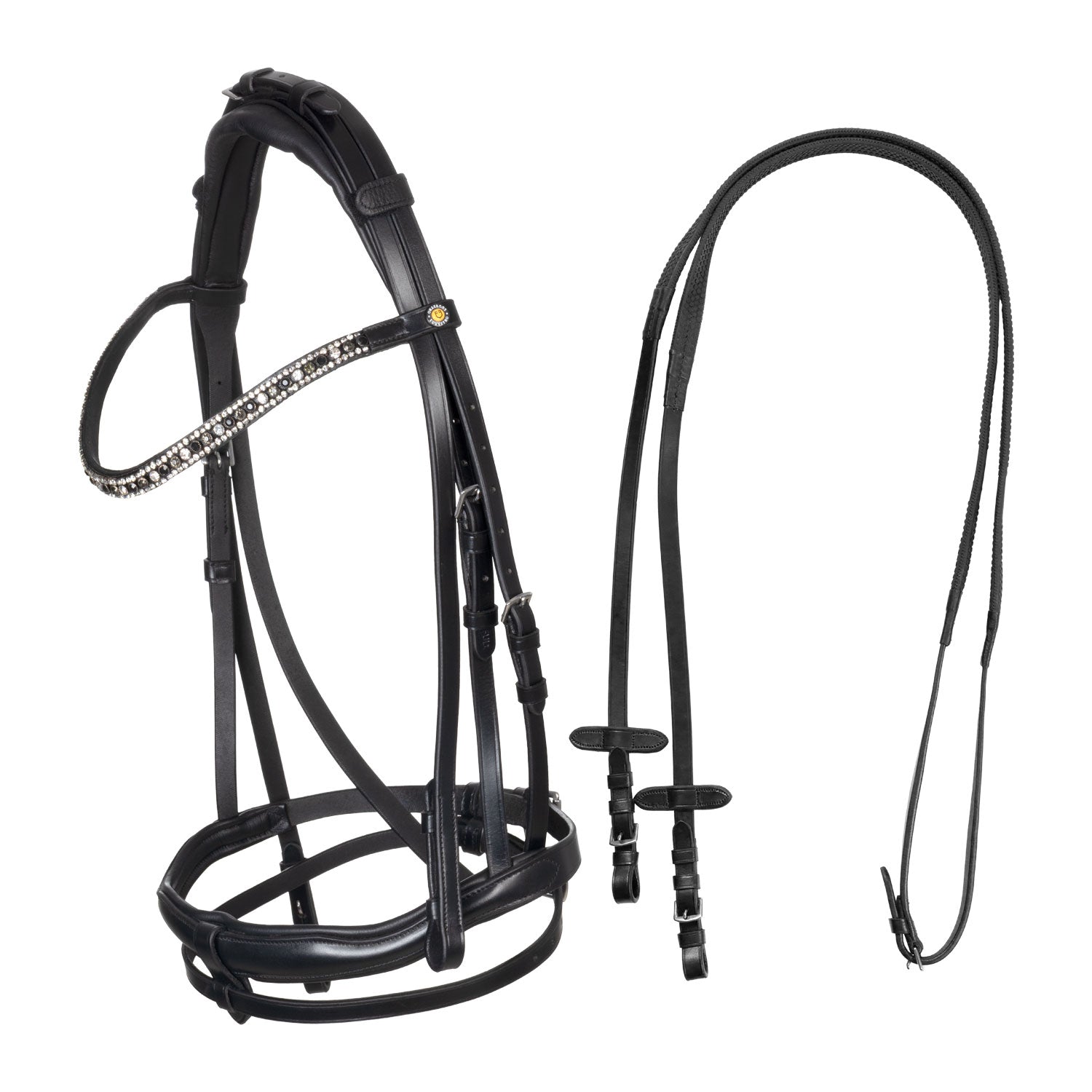 Equestro Testiera Inglese in Cuoio con Strass Su Frontalino