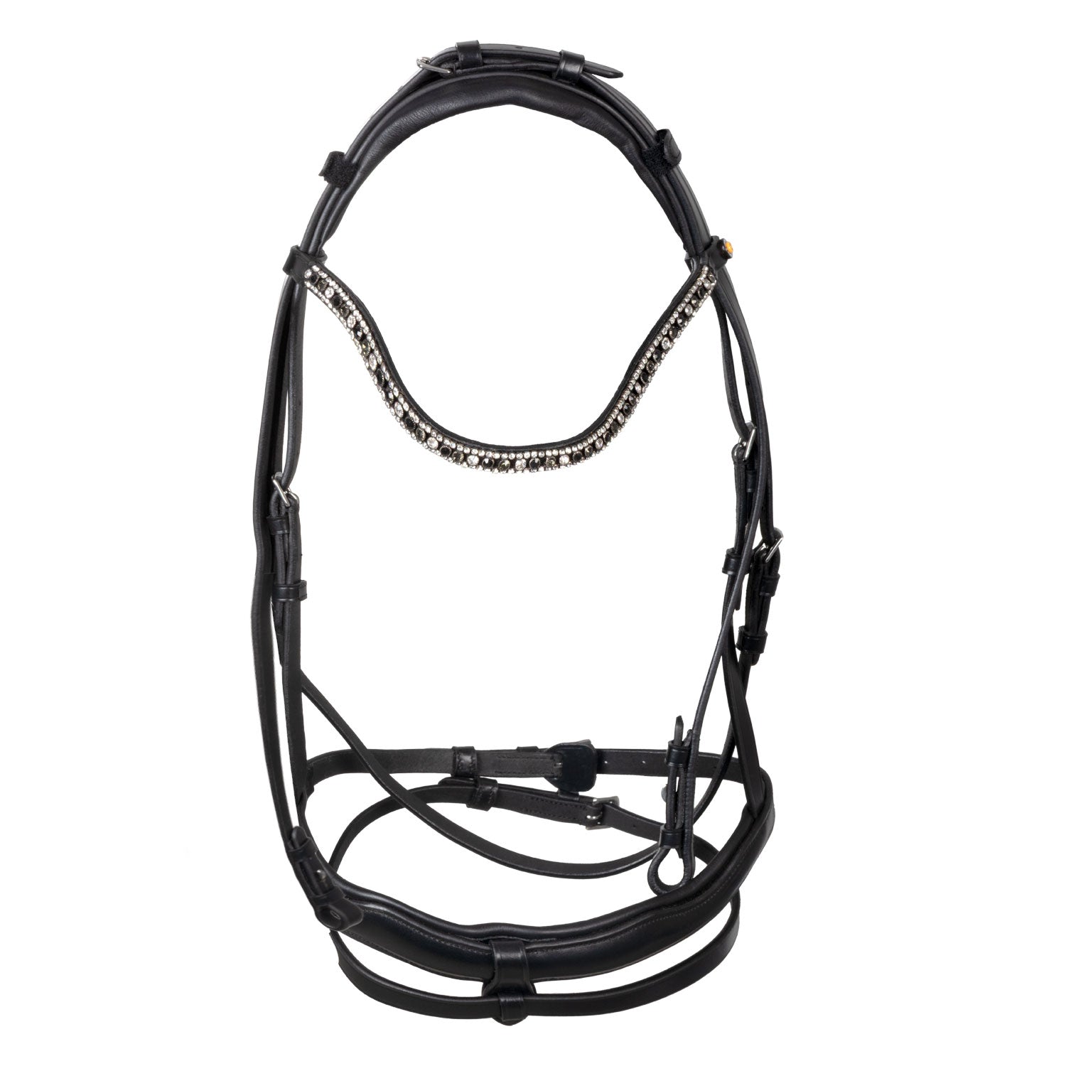 Equestro Testiera Inglese in Cuoio con Strass Su Frontalino