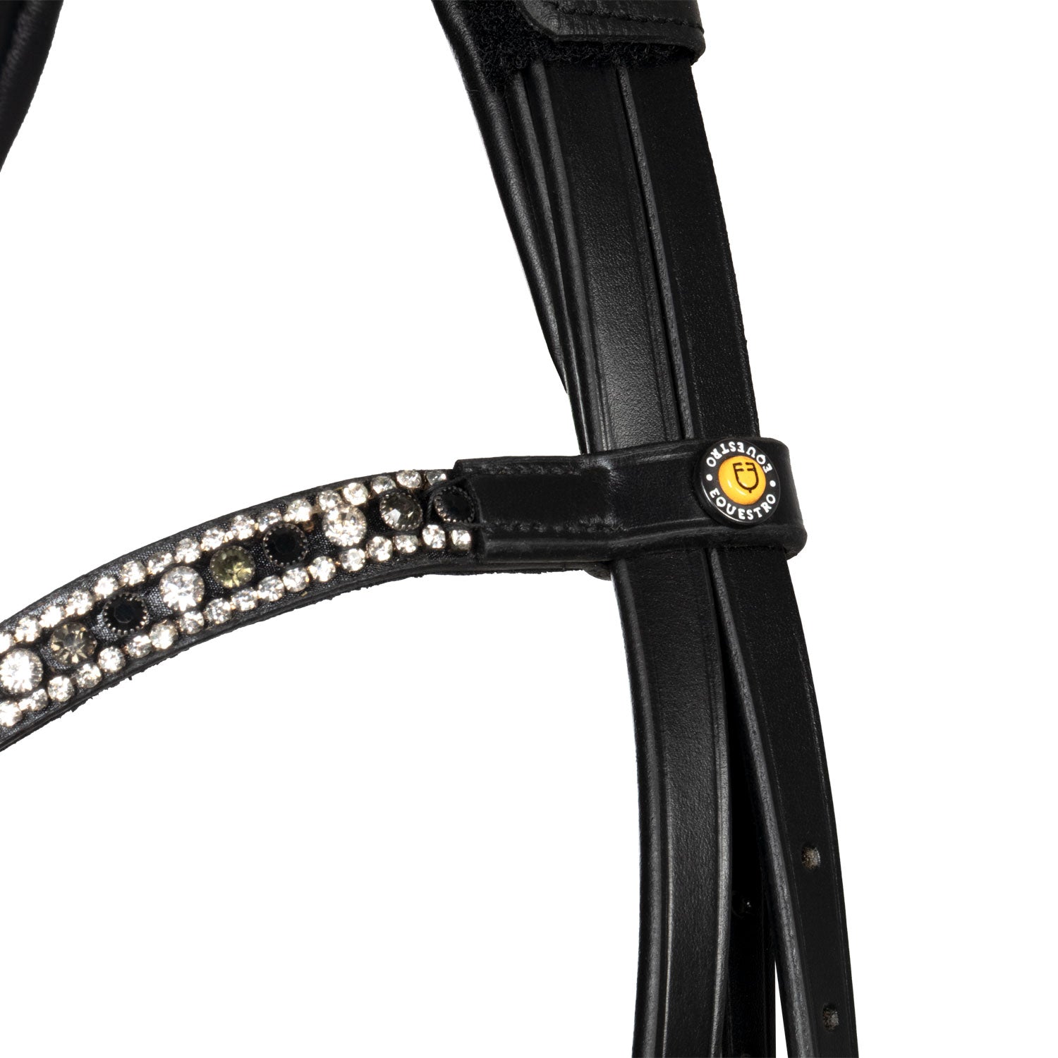 Equestro Testiera Inglese in Cuoio con Strass Su Frontalino