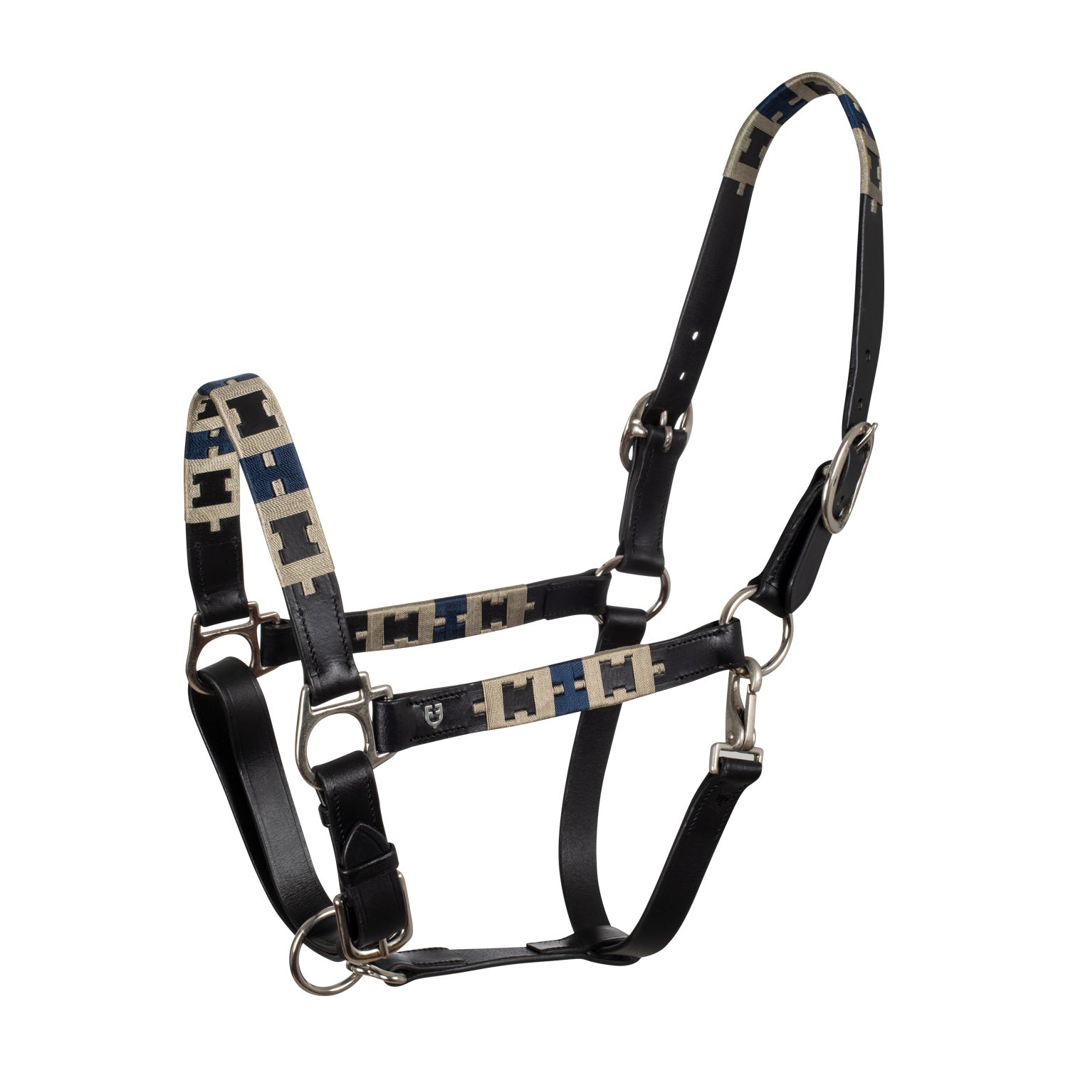Equestro Cavezza in Cuoio con Motivo Geometrico