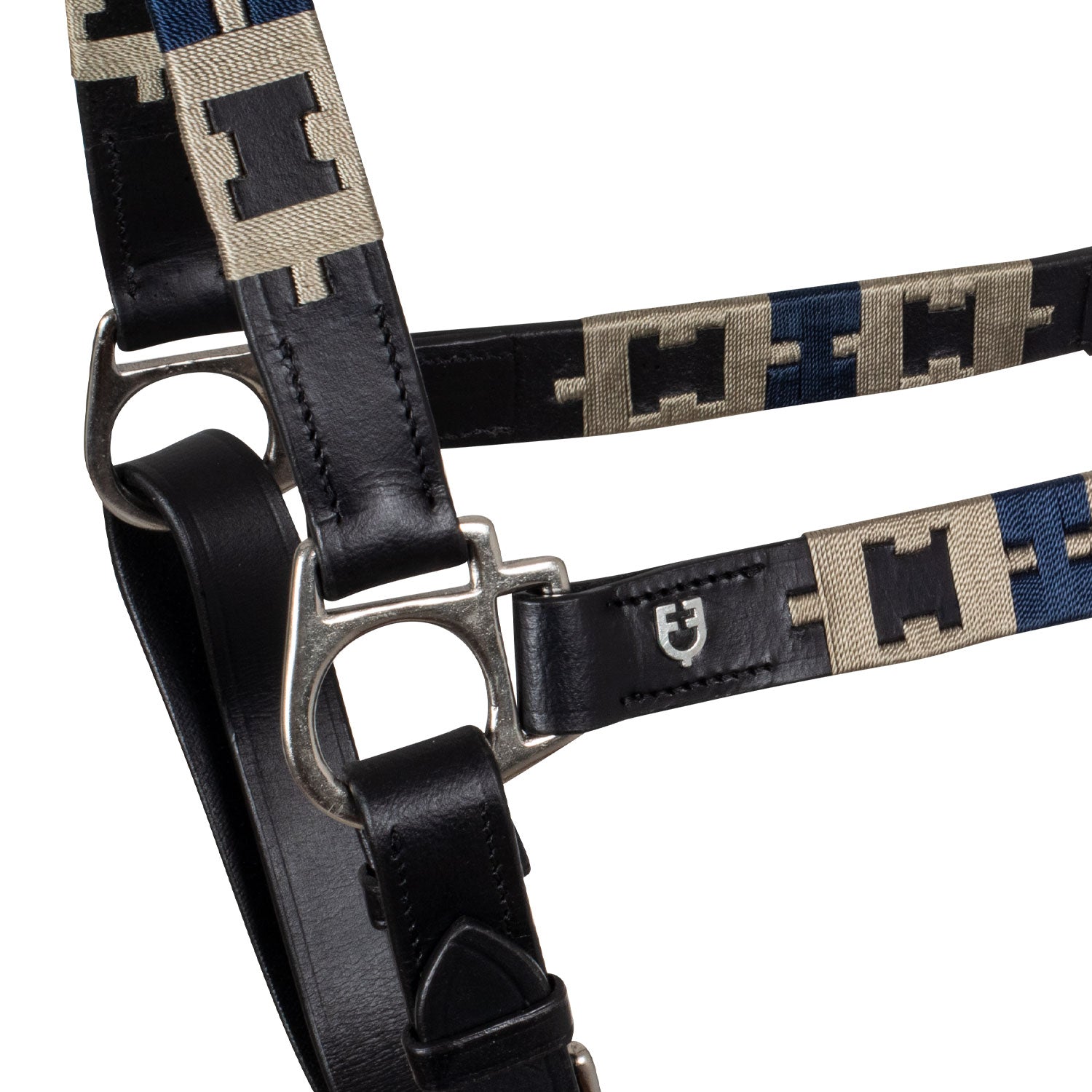 Equestro Cavezza in Cuoio con Motivo Geometrico
