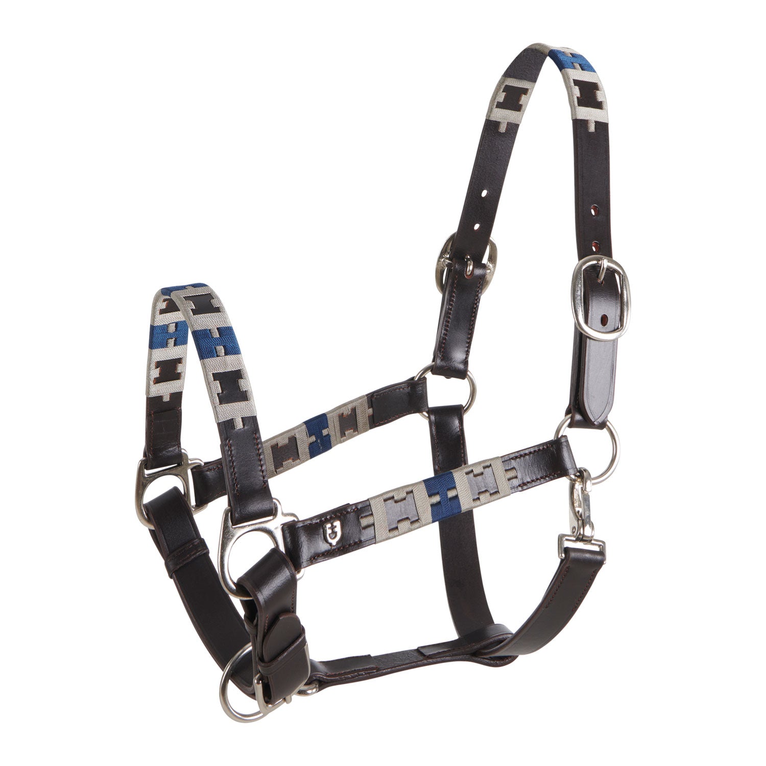 Equestro Cavezza in Cuoio con Motivo Geometrico