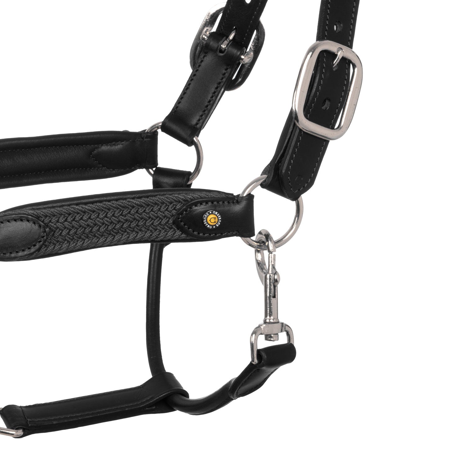 Equestro Cavezza in Cuoio con Inserti Nylon Intrecciato