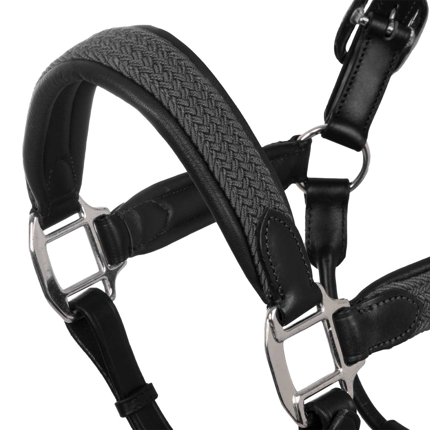 Equestro Cavezza in Cuoio con Inserti Nylon Intrecciato