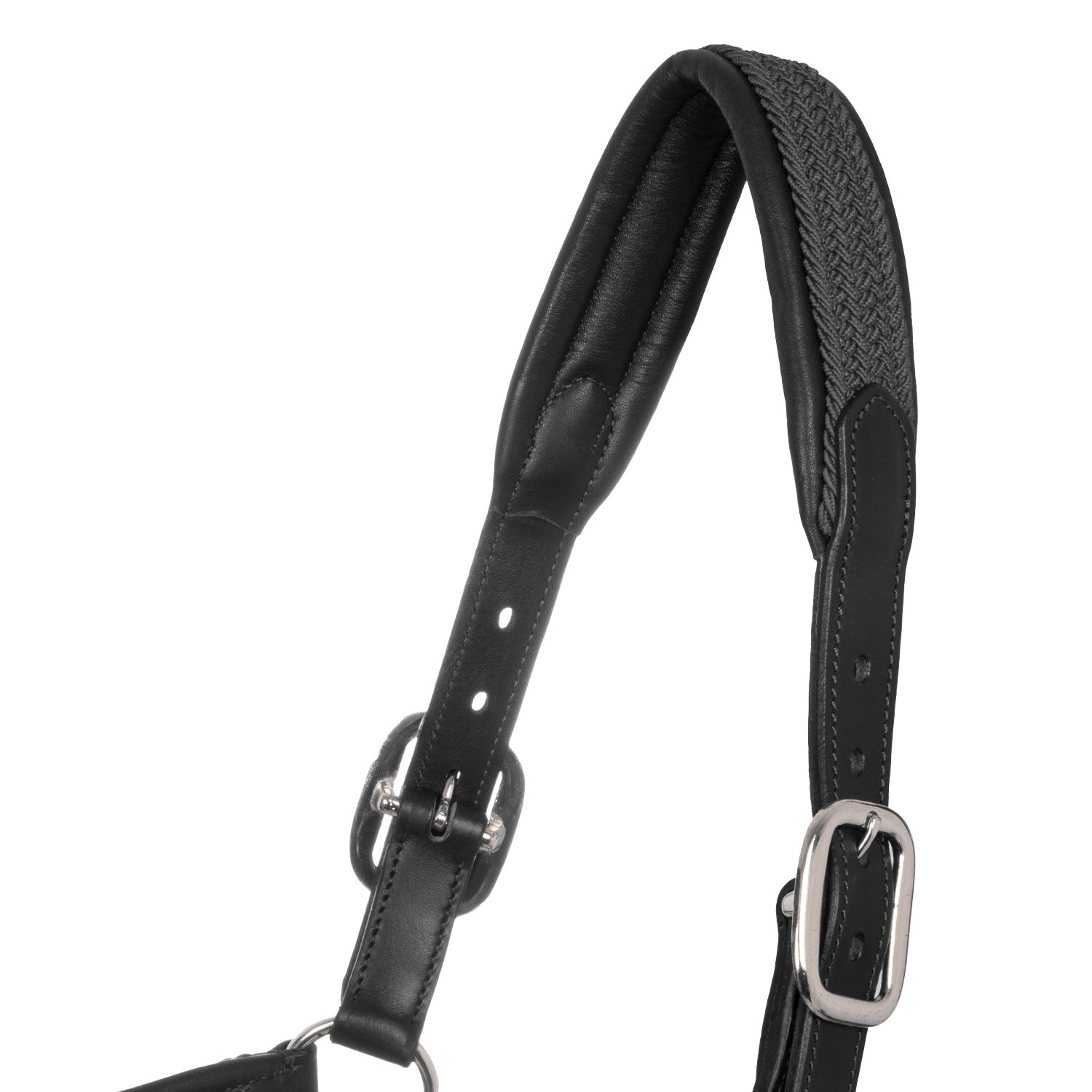 Equestro Cavezza in Cuoio con Inserti Nylon Intrecciato