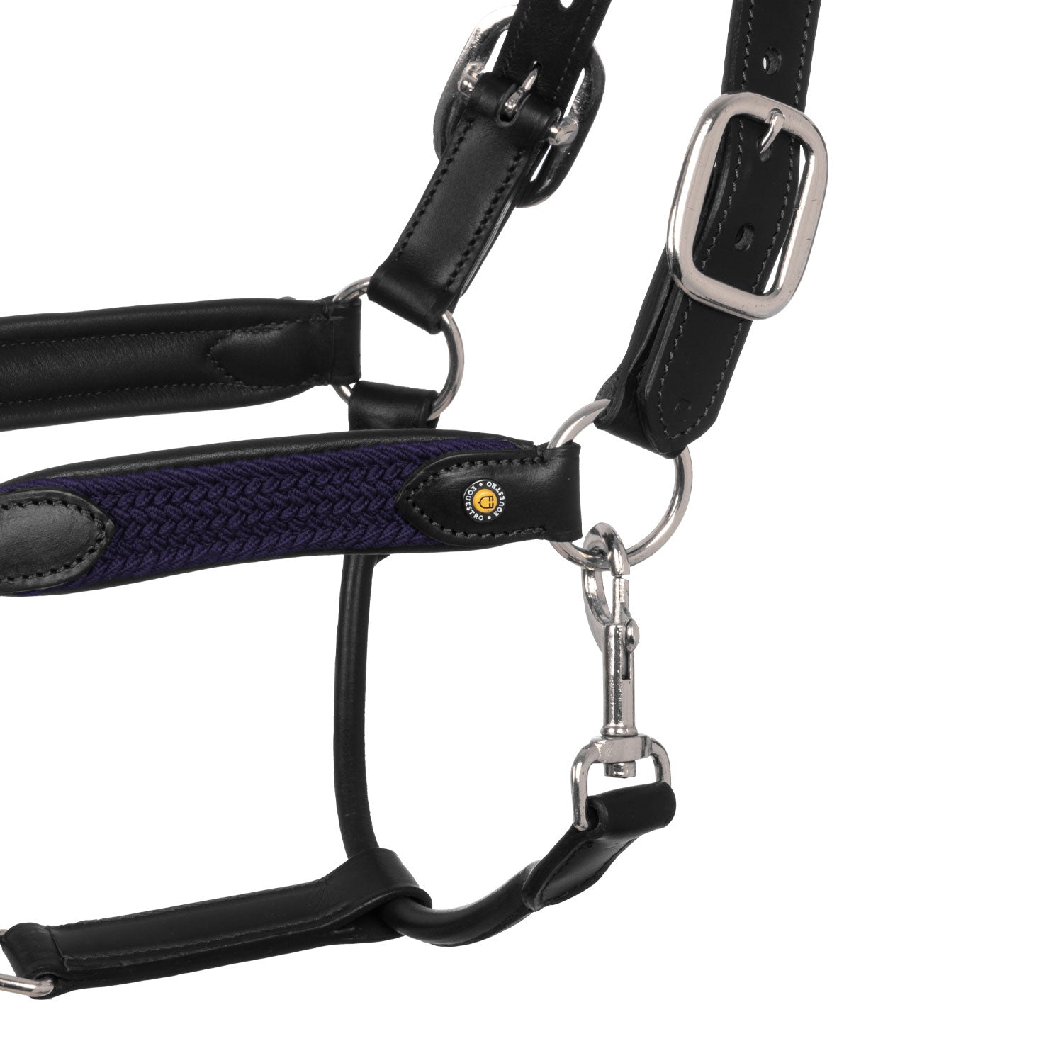 Equestro Cavezza in Cuoio con Inserti Nylon Intrecciato