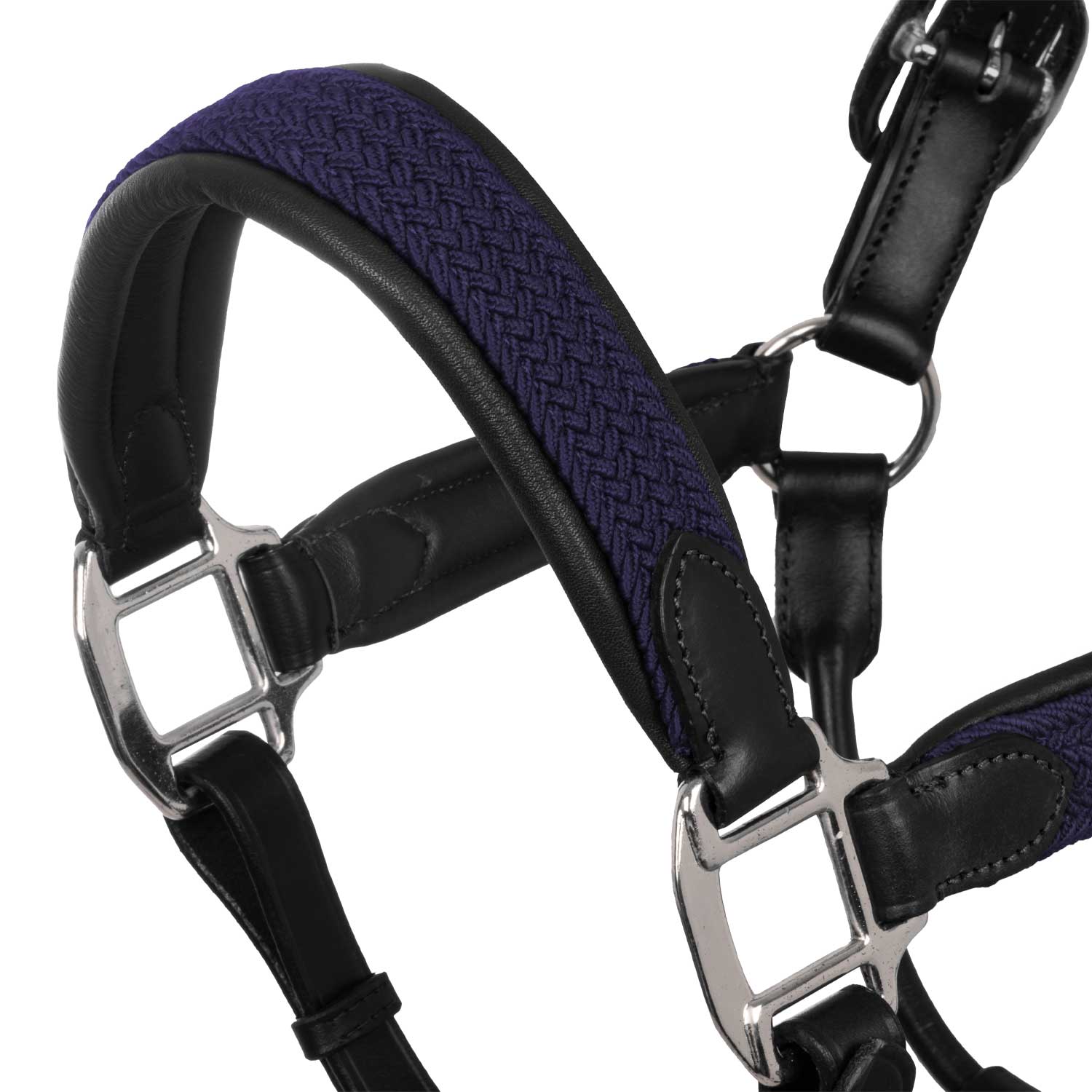 Equestro Cavezza in Cuoio con Inserti Nylon Intrecciato