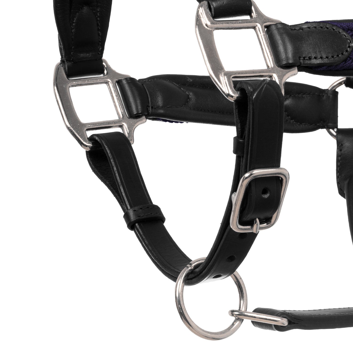 Equestro Cavezza in Cuoio con Inserti Nylon Intrecciato