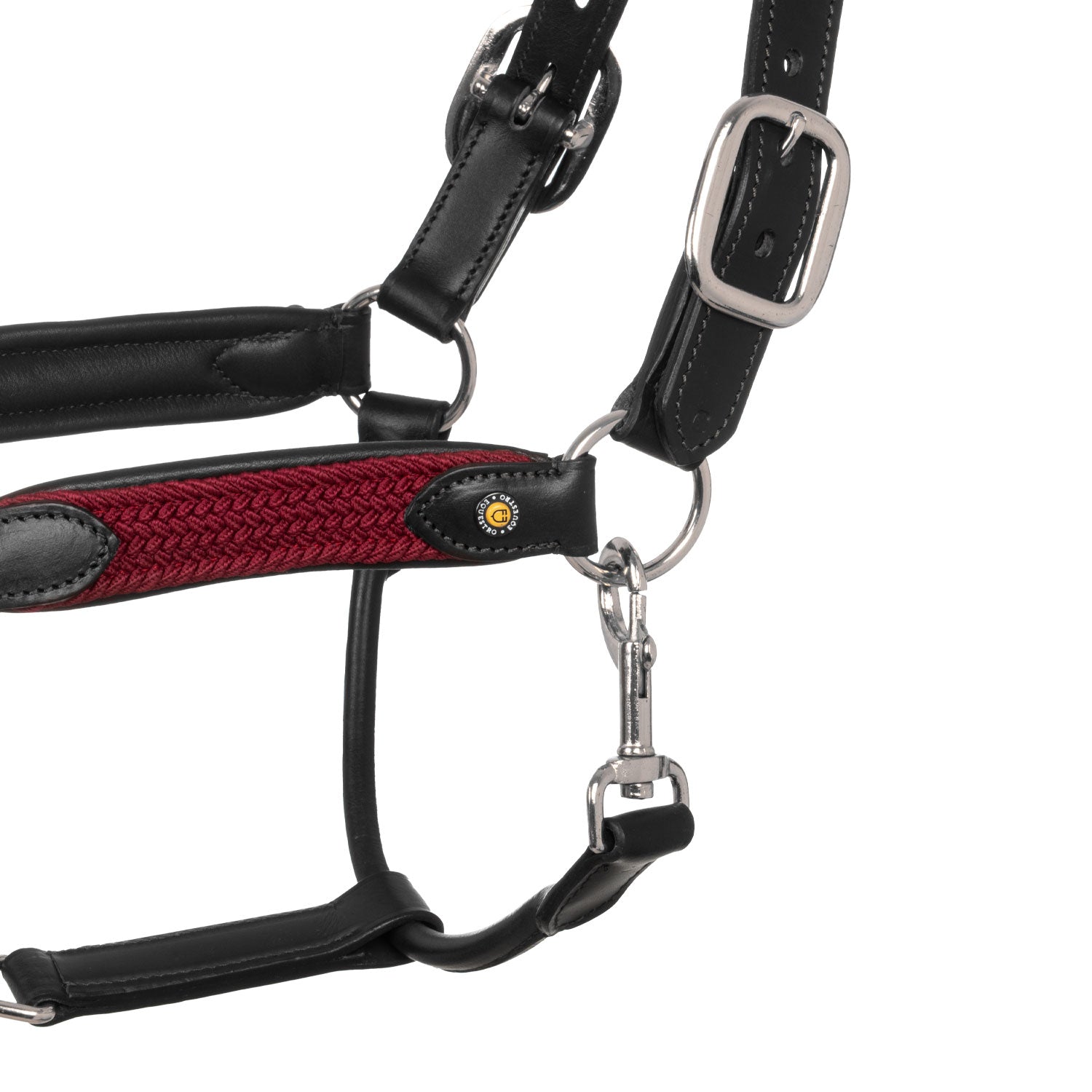 Equestro Cavezza in Cuoio con Inserti Nylon Intrecciato