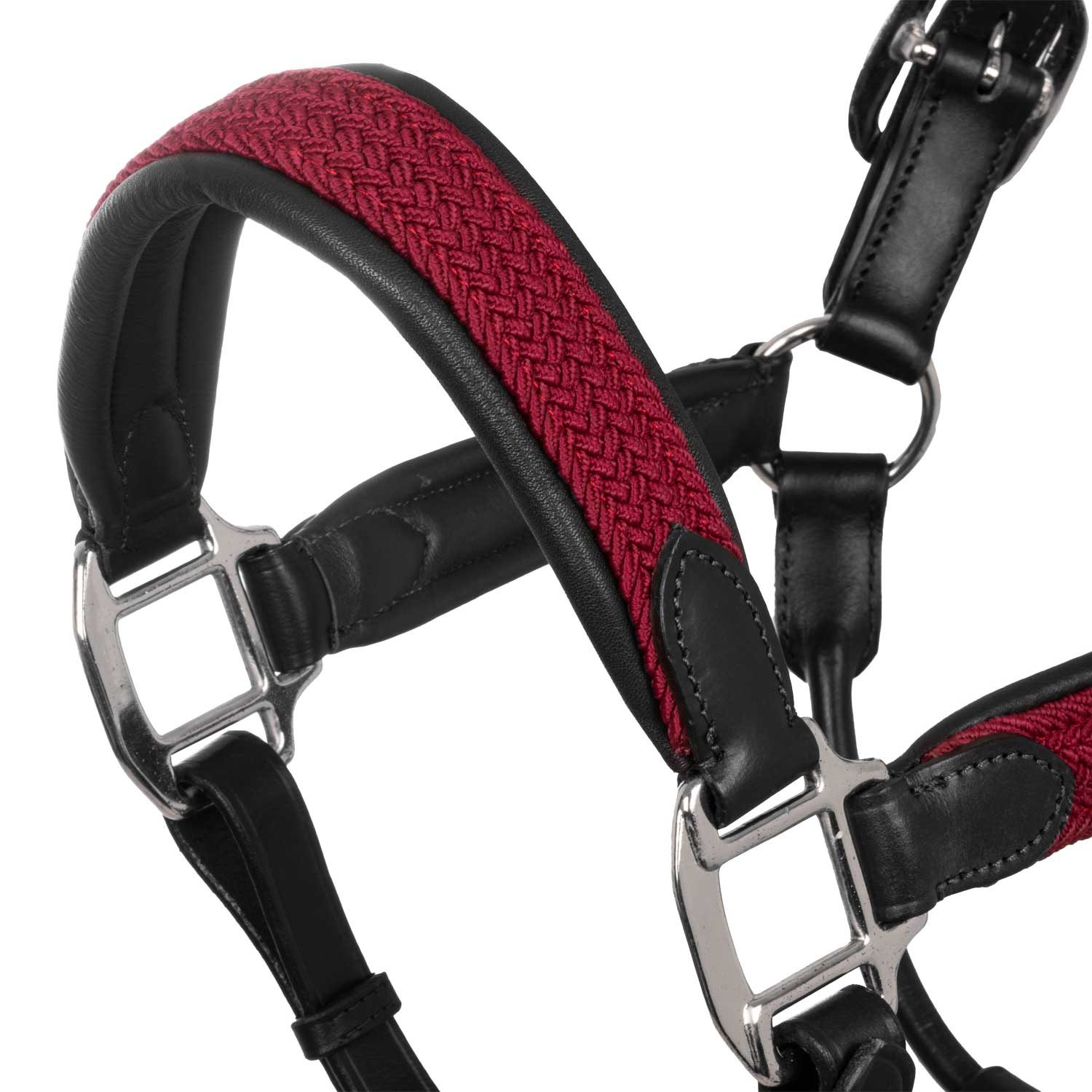 Equestro Cavezza in Cuoio con Inserti Nylon Intrecciato
