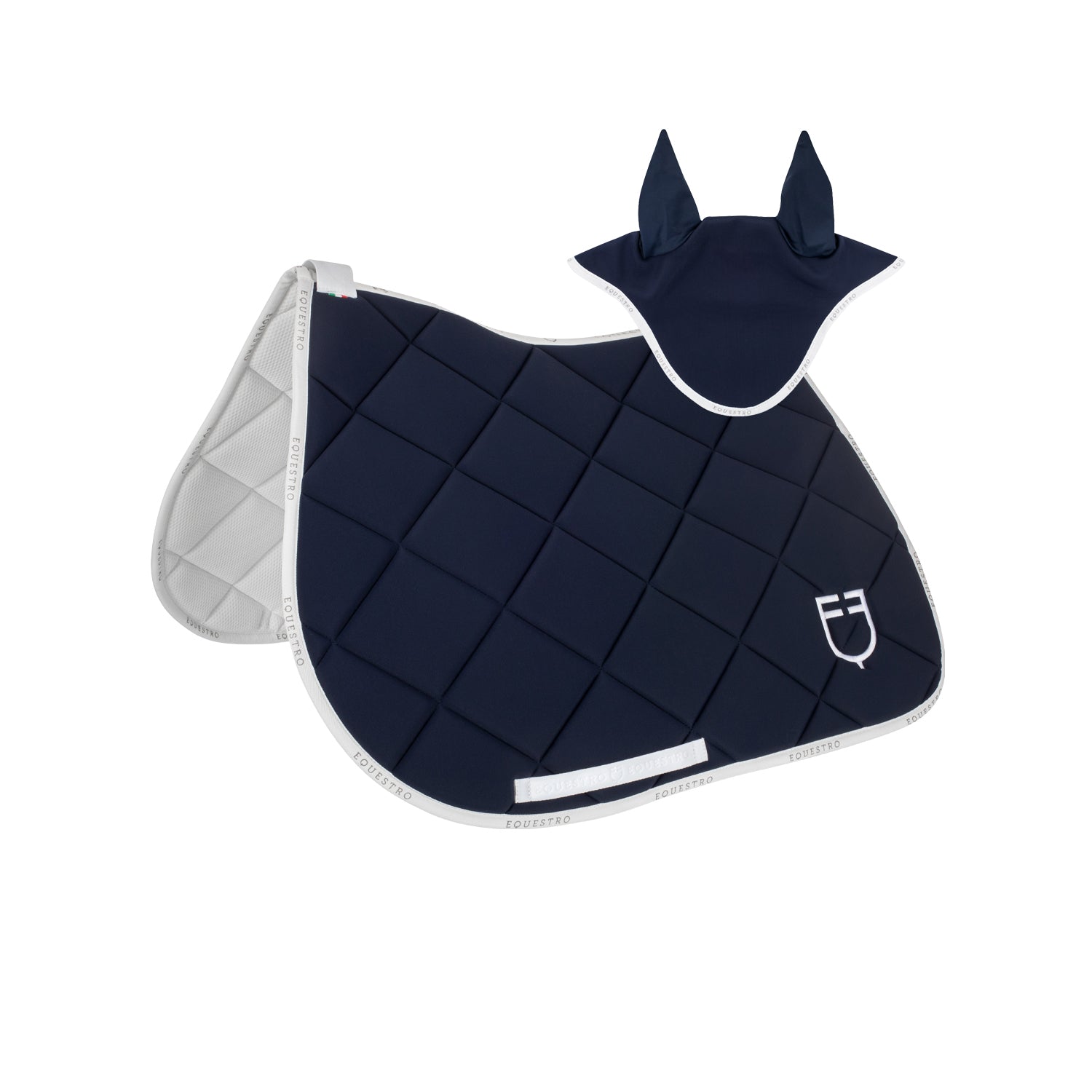 Kit Sottosella Equestro in tessuto tecnico + Cuffietta Blu Navy / White